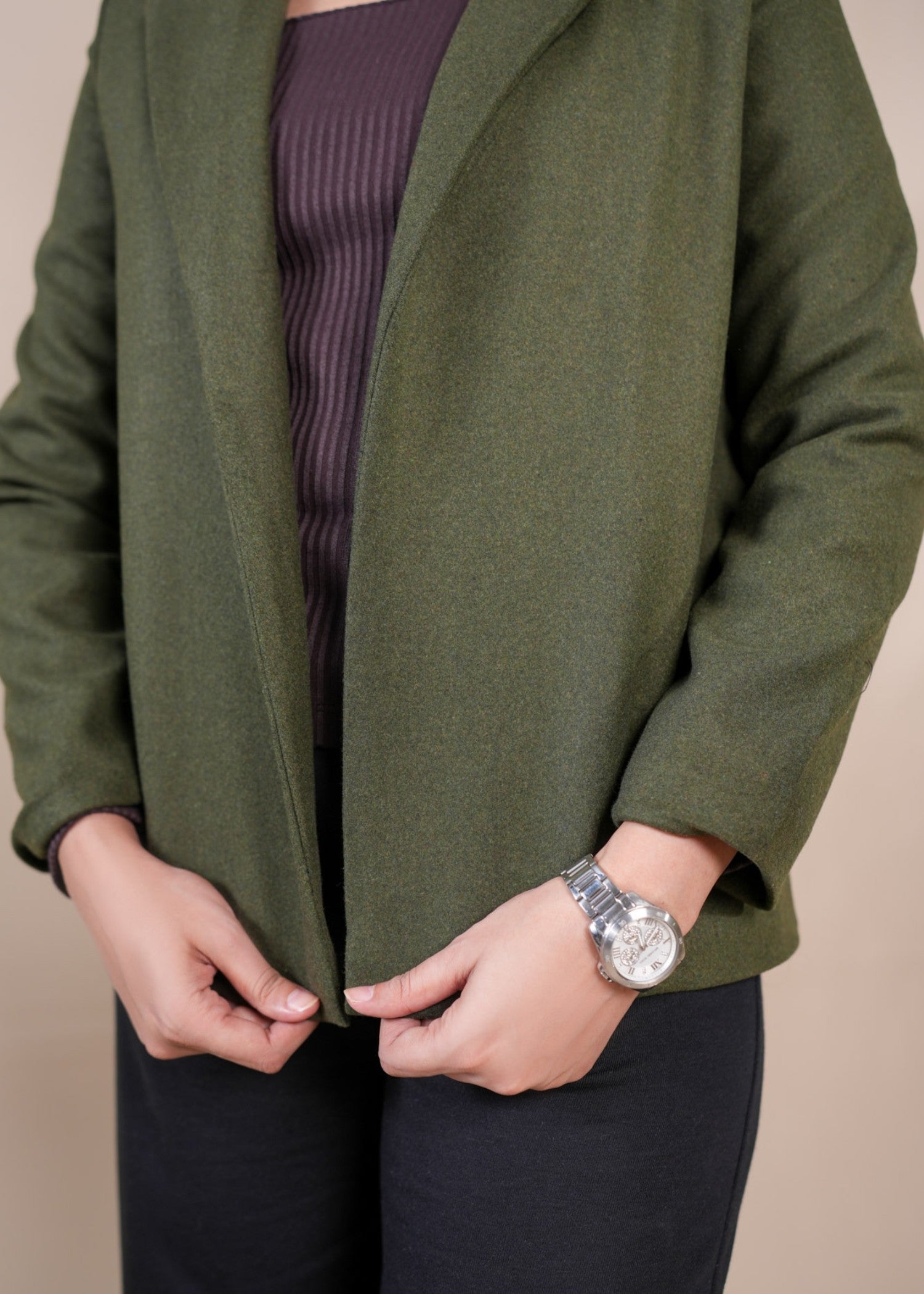 wool Coat in Olive green