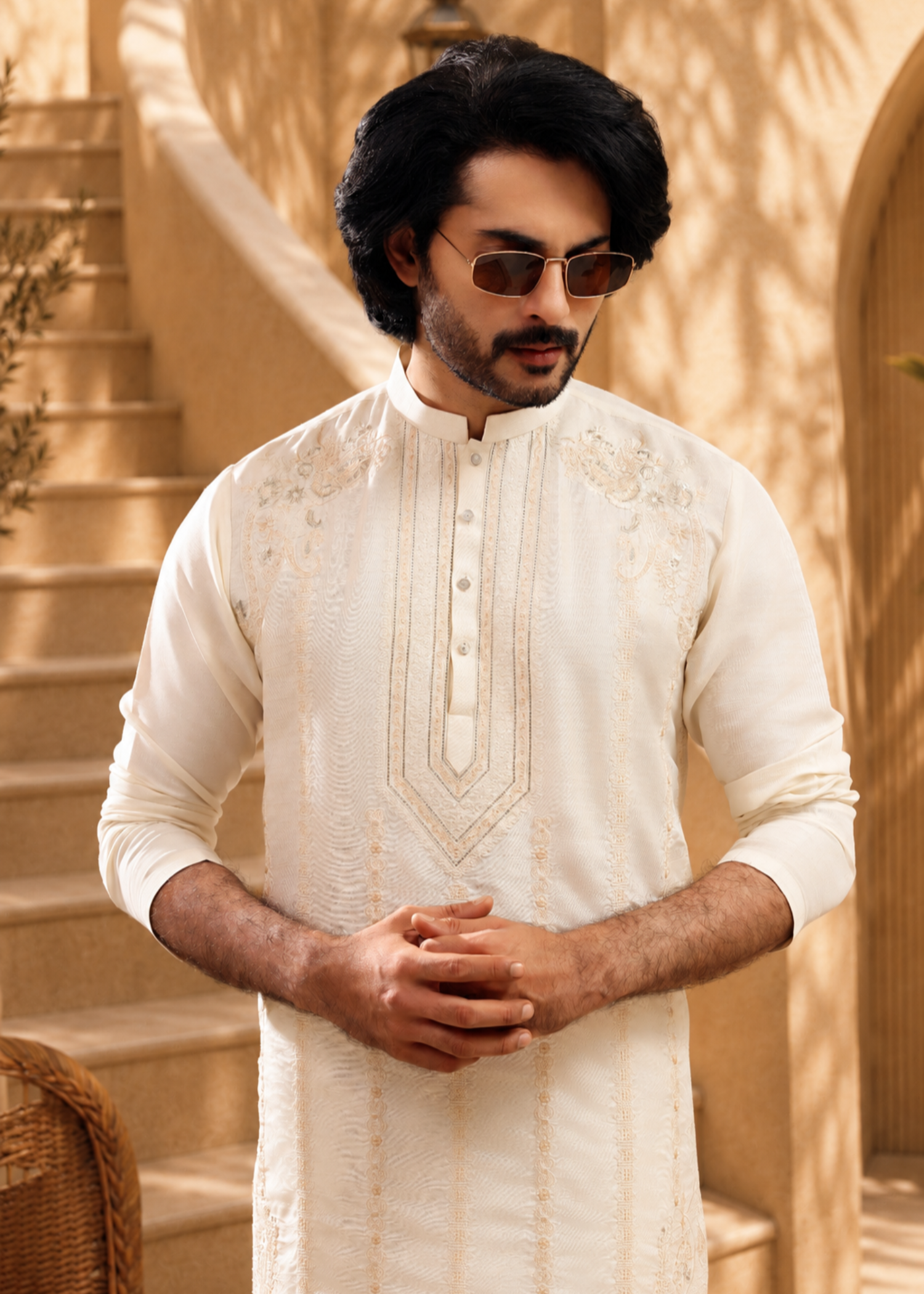 pk raw silk Kurta Set in Cream