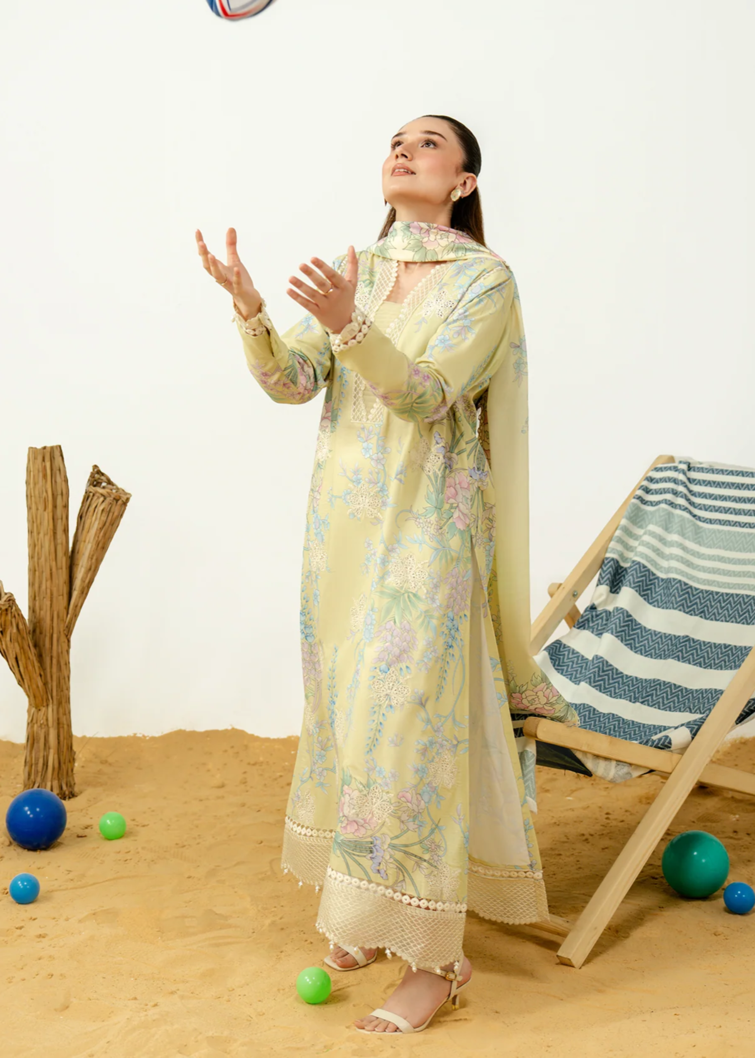 lawn Unstitched in Pale yellow