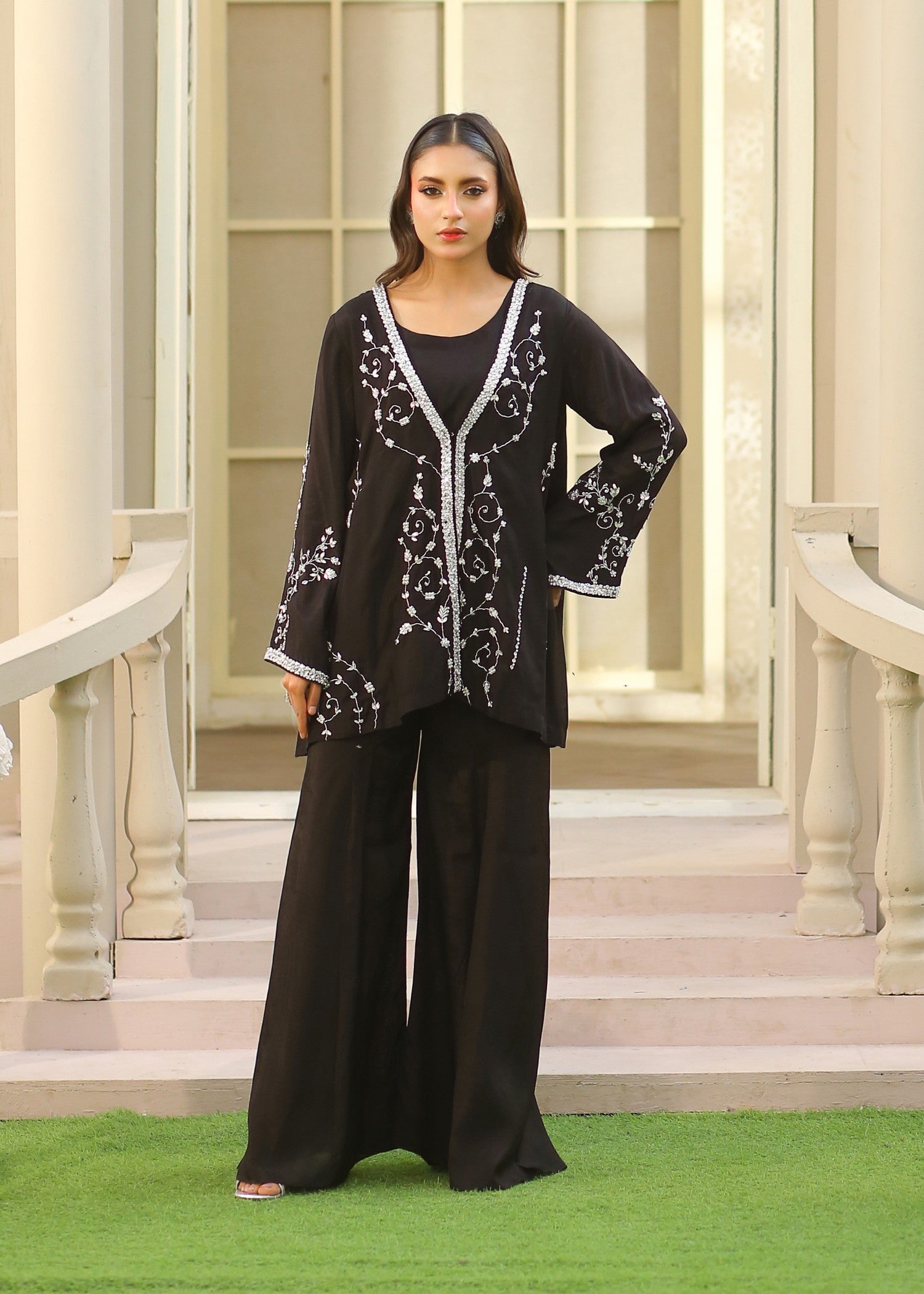 cotton silk Jacket in Black