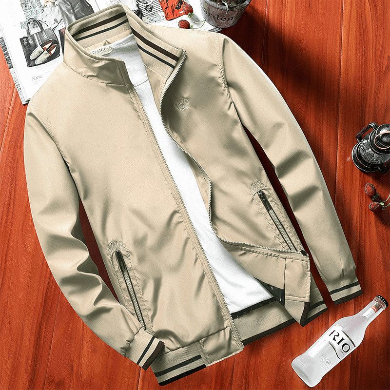 Thin Middle-Aged Men'S Autumn Coat Jacket Stand Collar Jacket