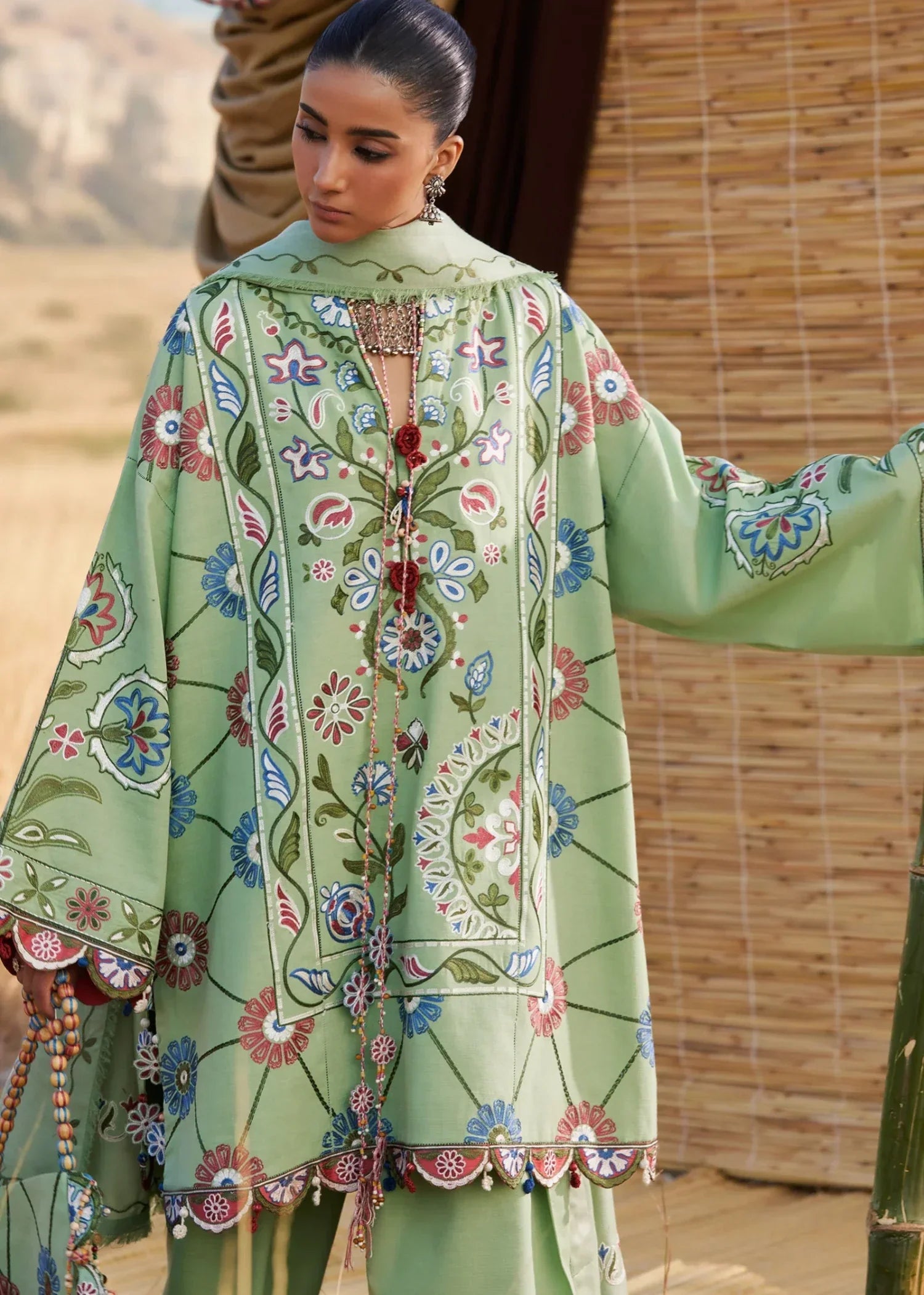 khaddar Unstitched in Mint green