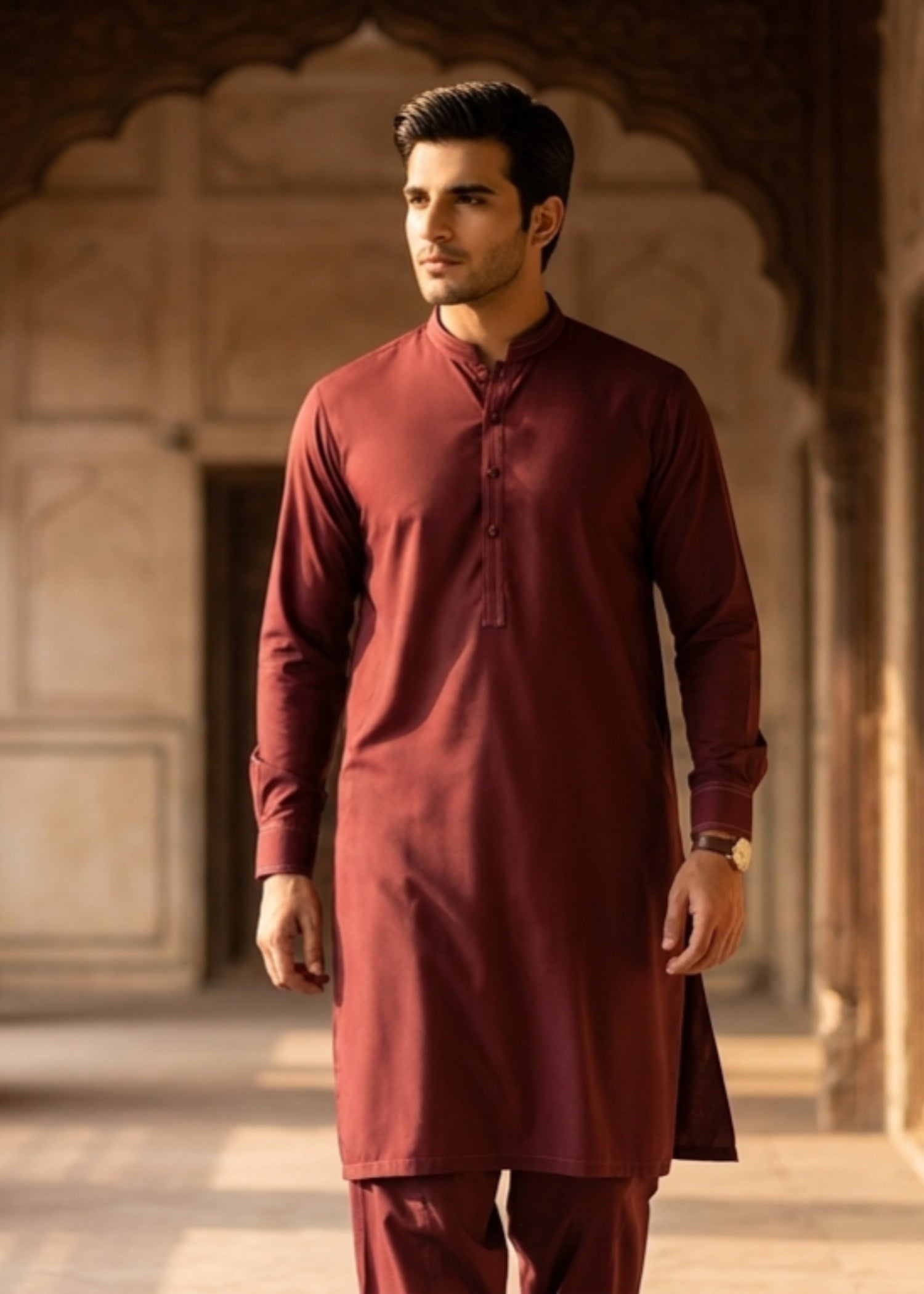 wash & wear Shalwar Kameez in Maroon