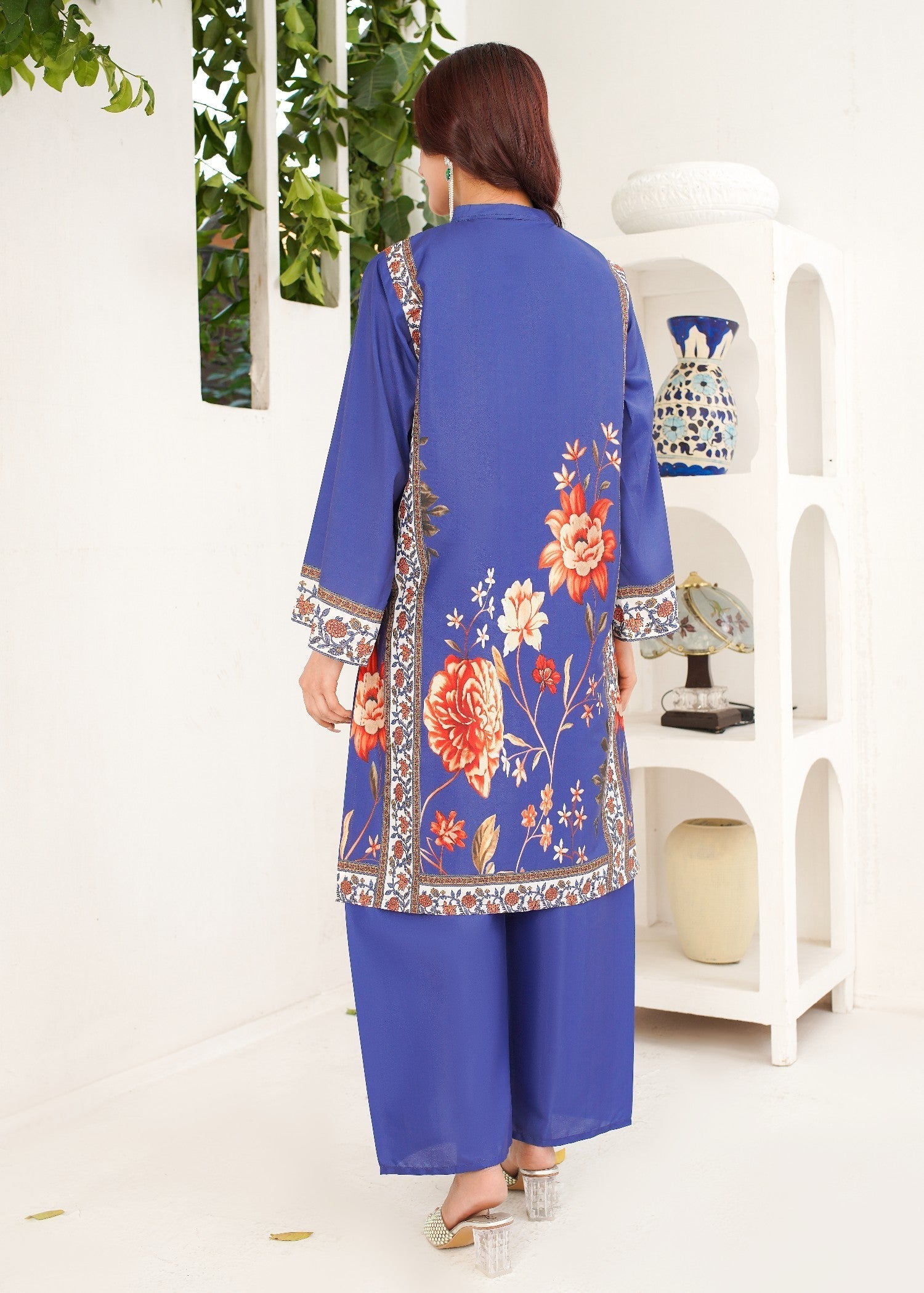 polyester crepe Co Ord Sets in Sapphire blue