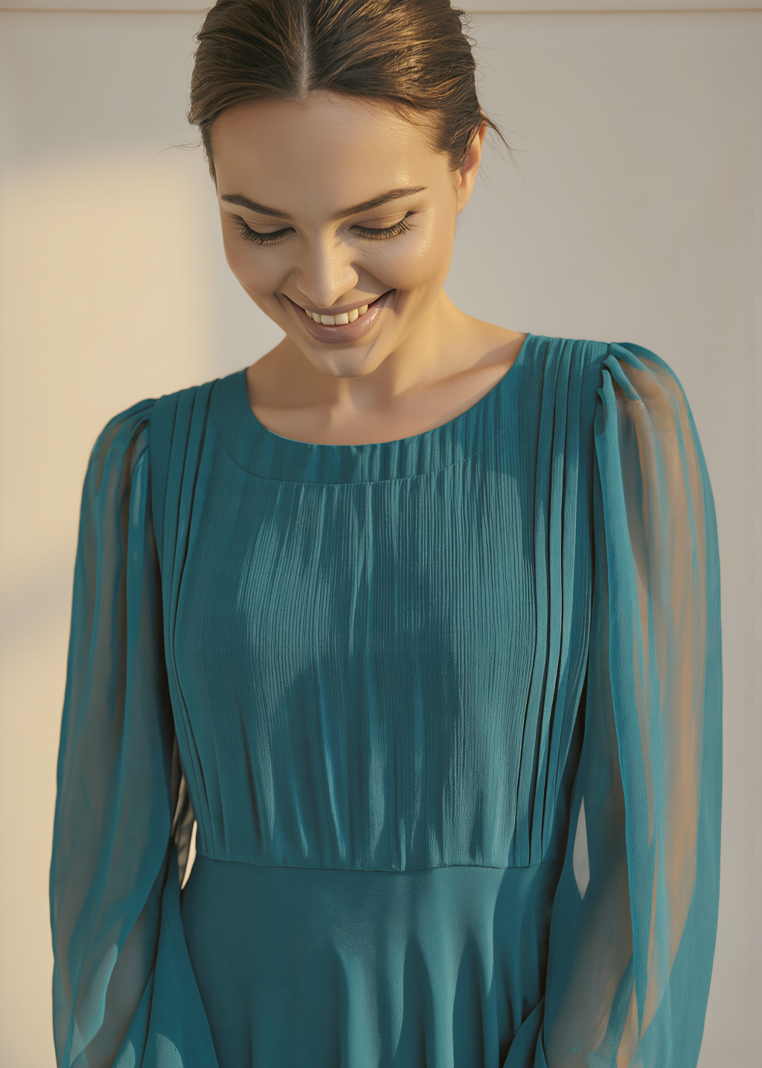 crinkle chiffon Maxi in Carolina blue
