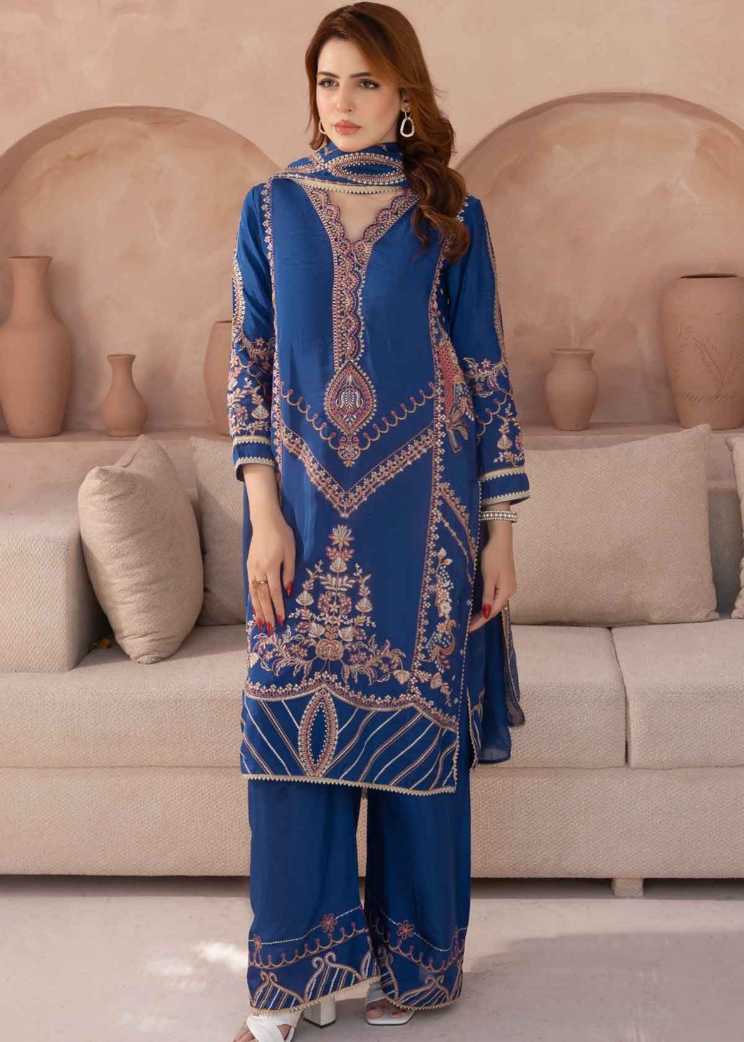 silk grip Kurta Set in Navy blue