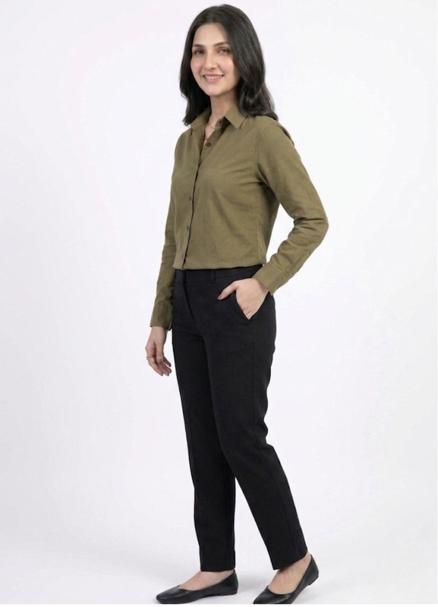 cotton silk Top in Olive green