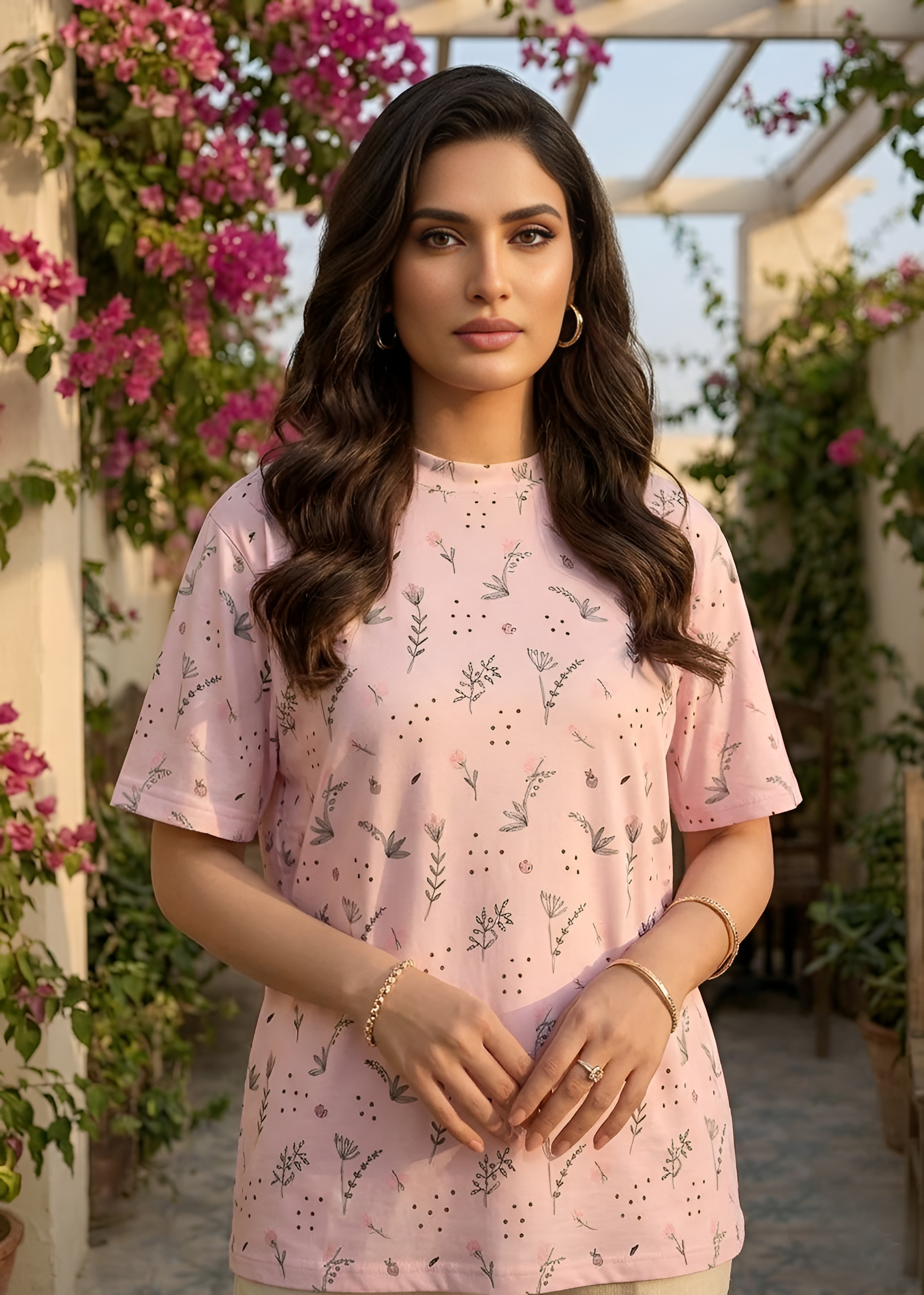 polyester nylon T Shirt in Pink