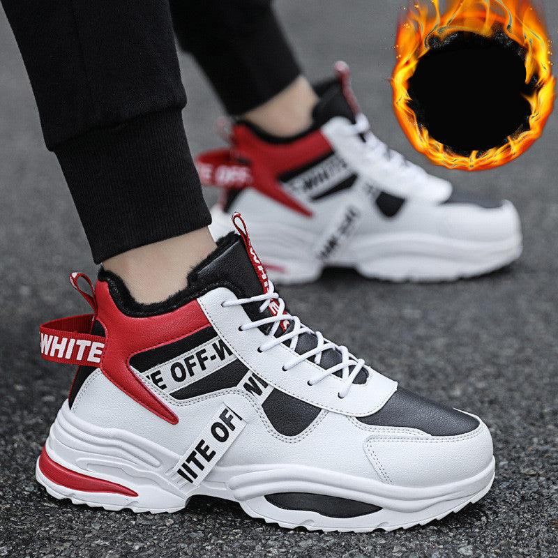 Warm high-top shoes with fleece