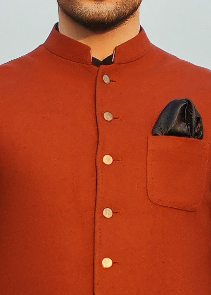 wool Waistcoat in Rust orange