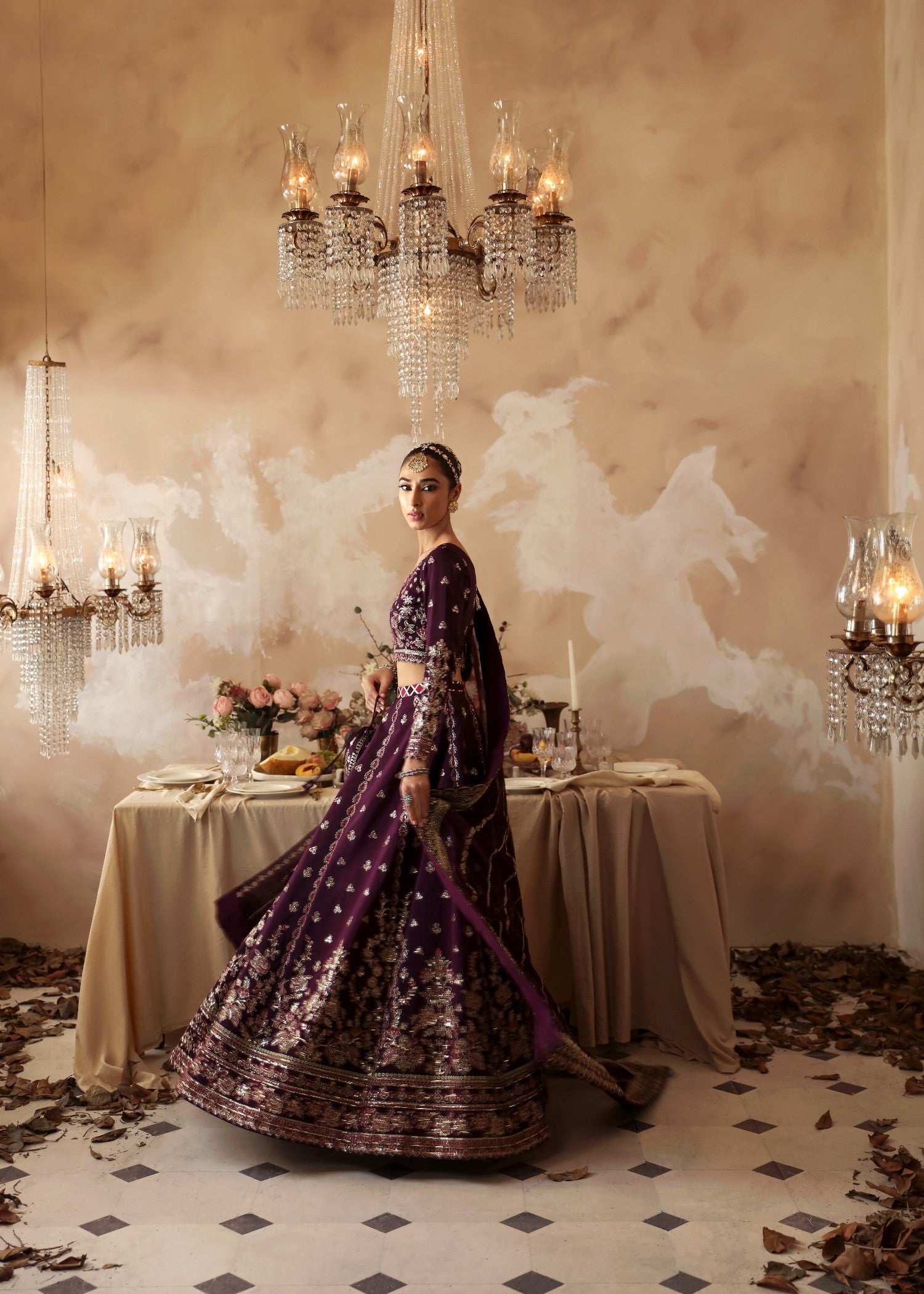 silk Lehenga in Maroon
