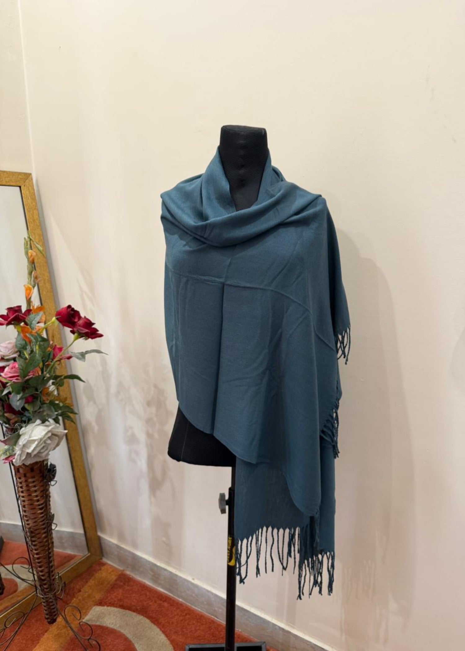 cashmere wool Hijab in Eucalyptus green