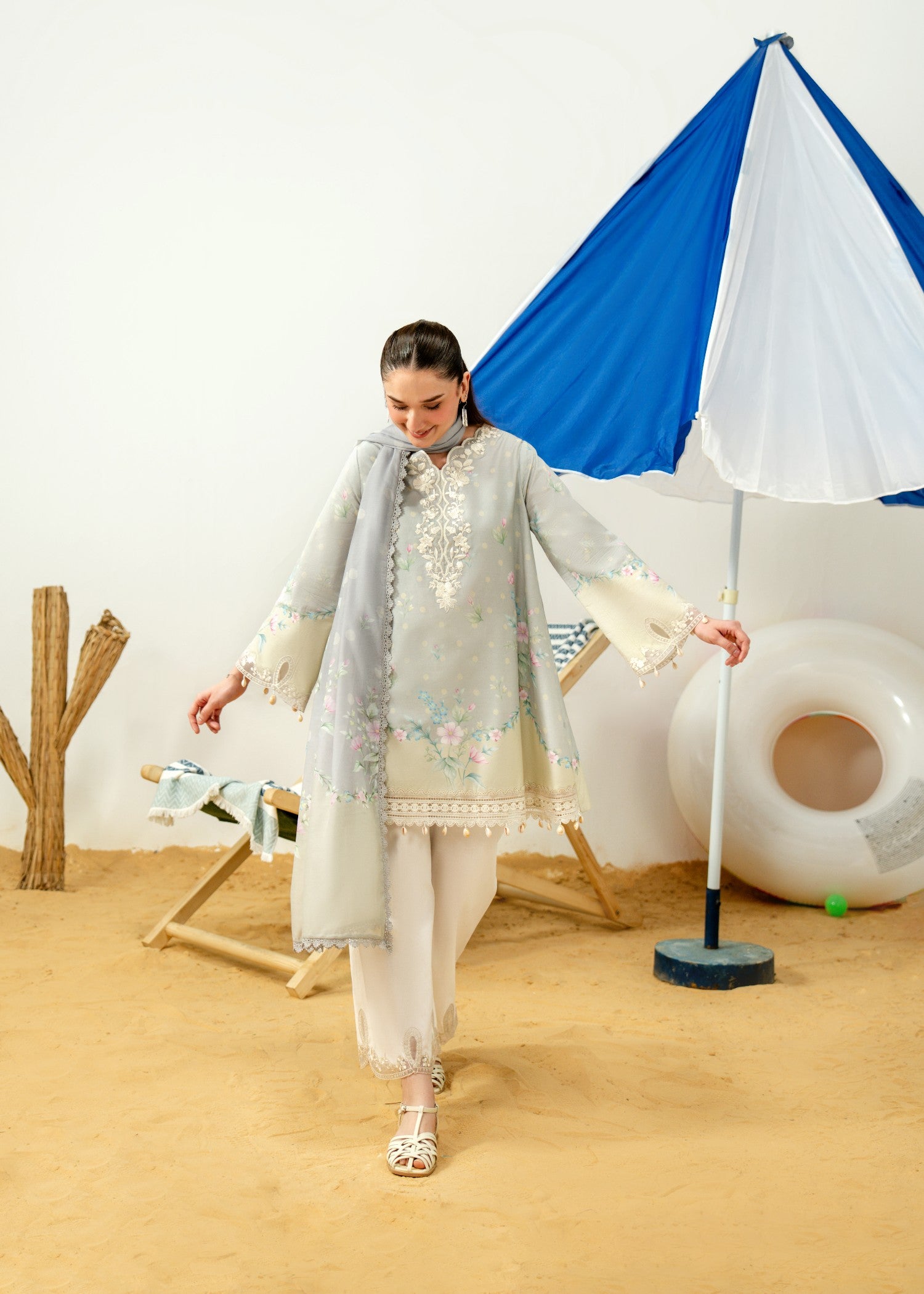 lawn Unstitched in Light grey