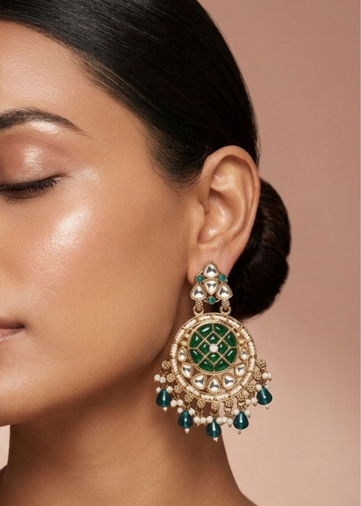 Earrings in Emerald green Color by - Trendy Women Earrings JSU9574