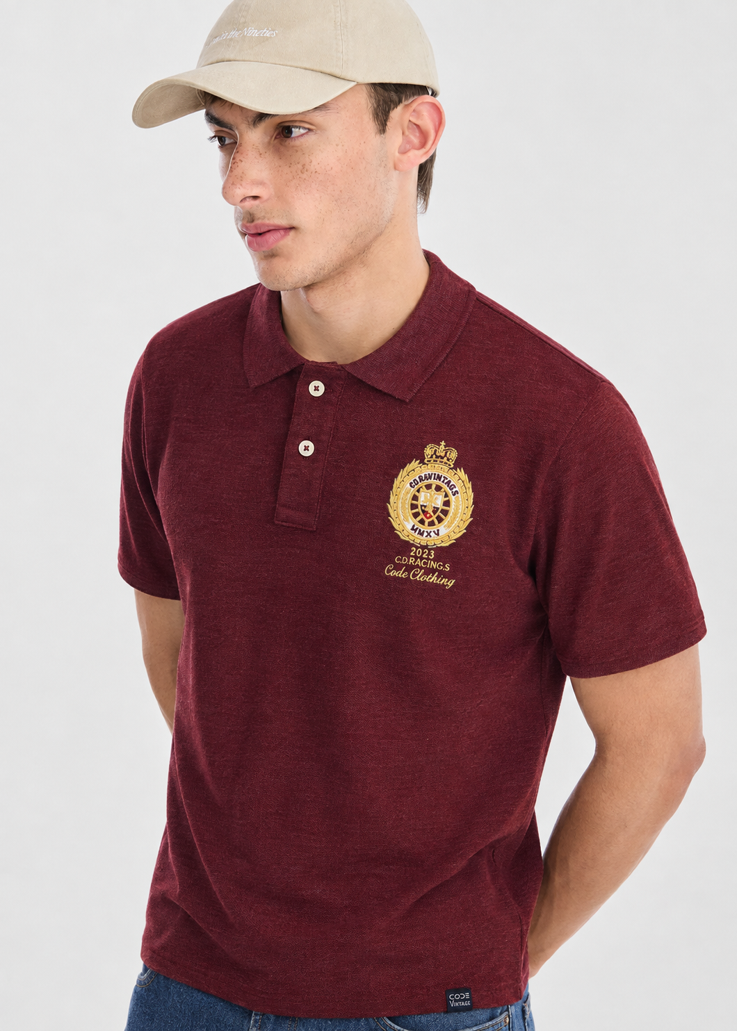 cotton pique Polo Shirt in Burgundy, maroon