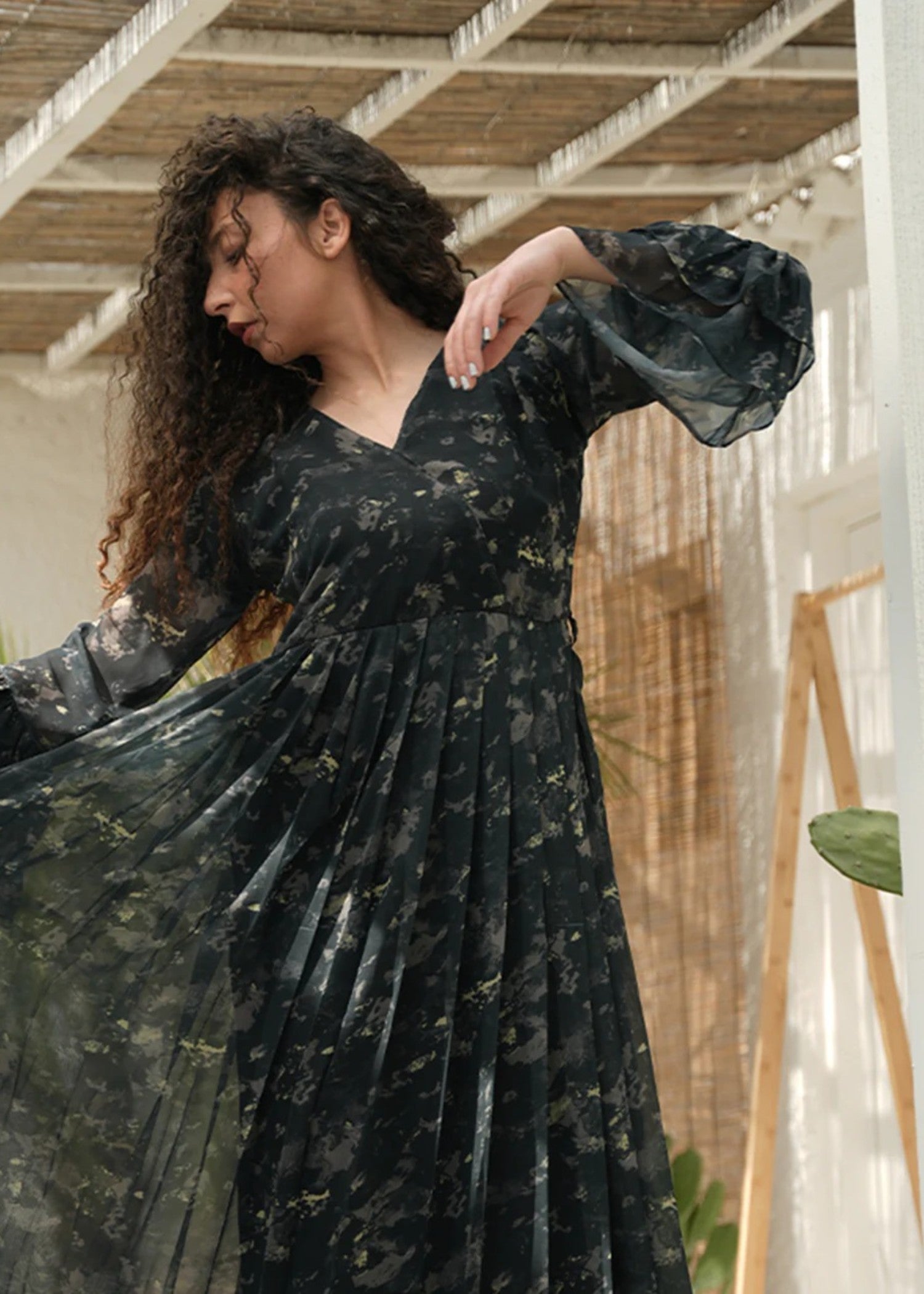 georgette chiffon Frock in Black