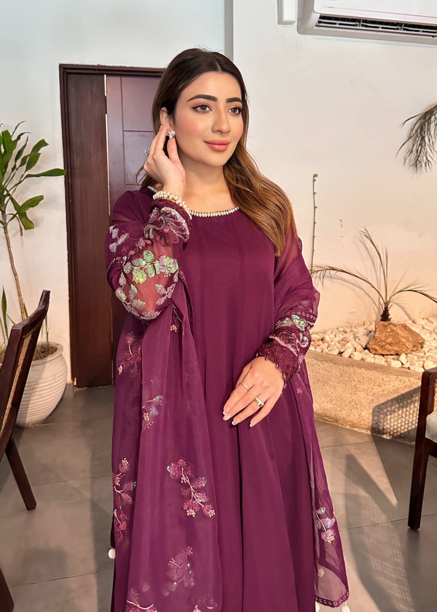 chiffon Maxi in Plum