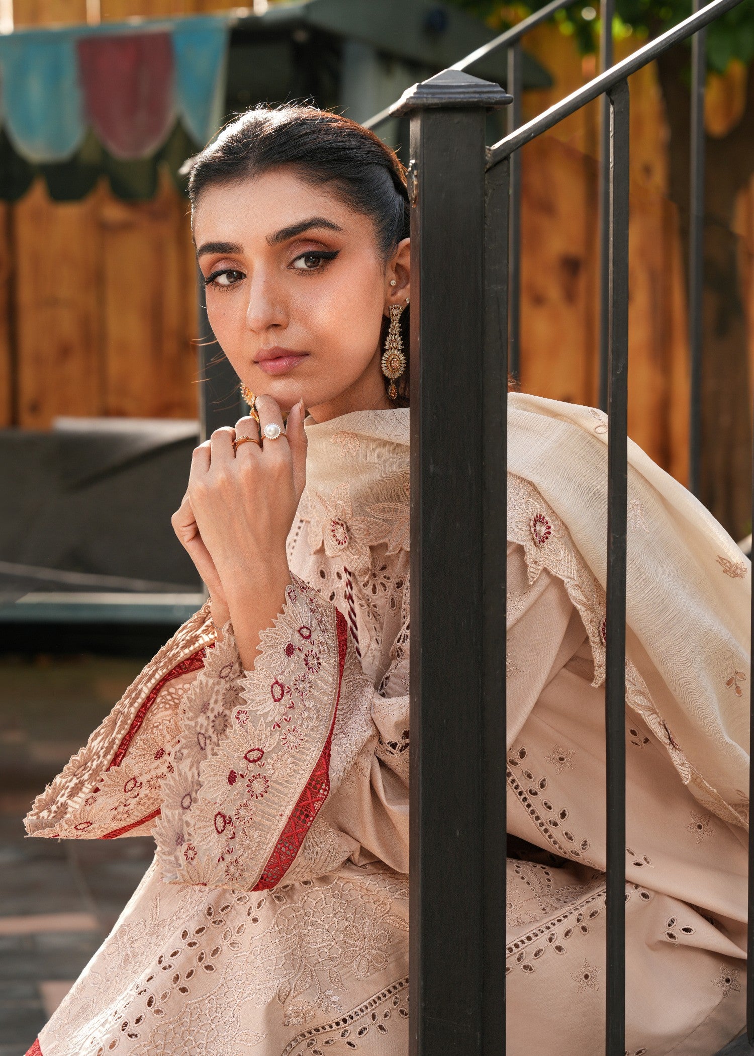 cotton Kurta Set in Khaki brown