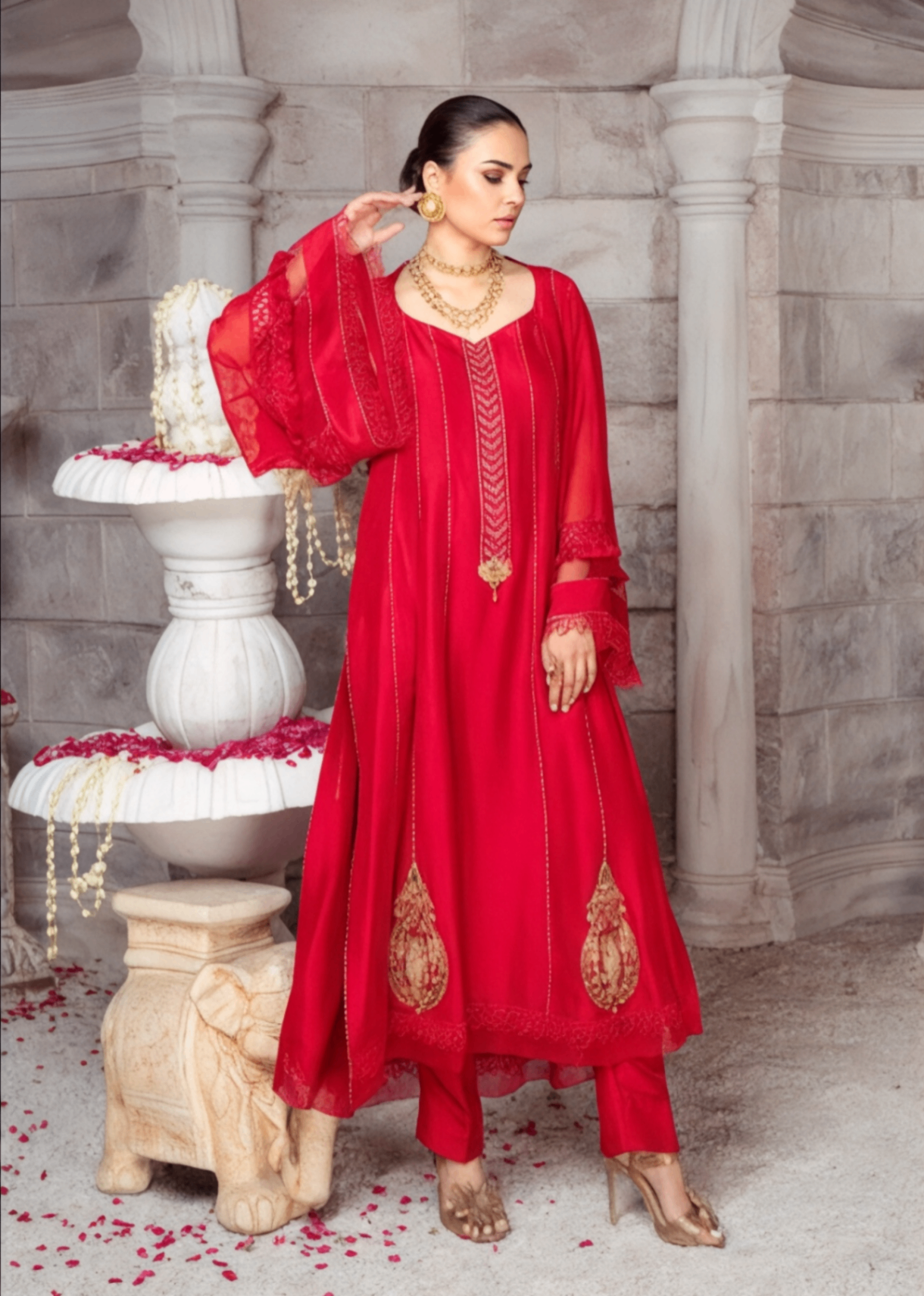 raw silk Kurti in Red