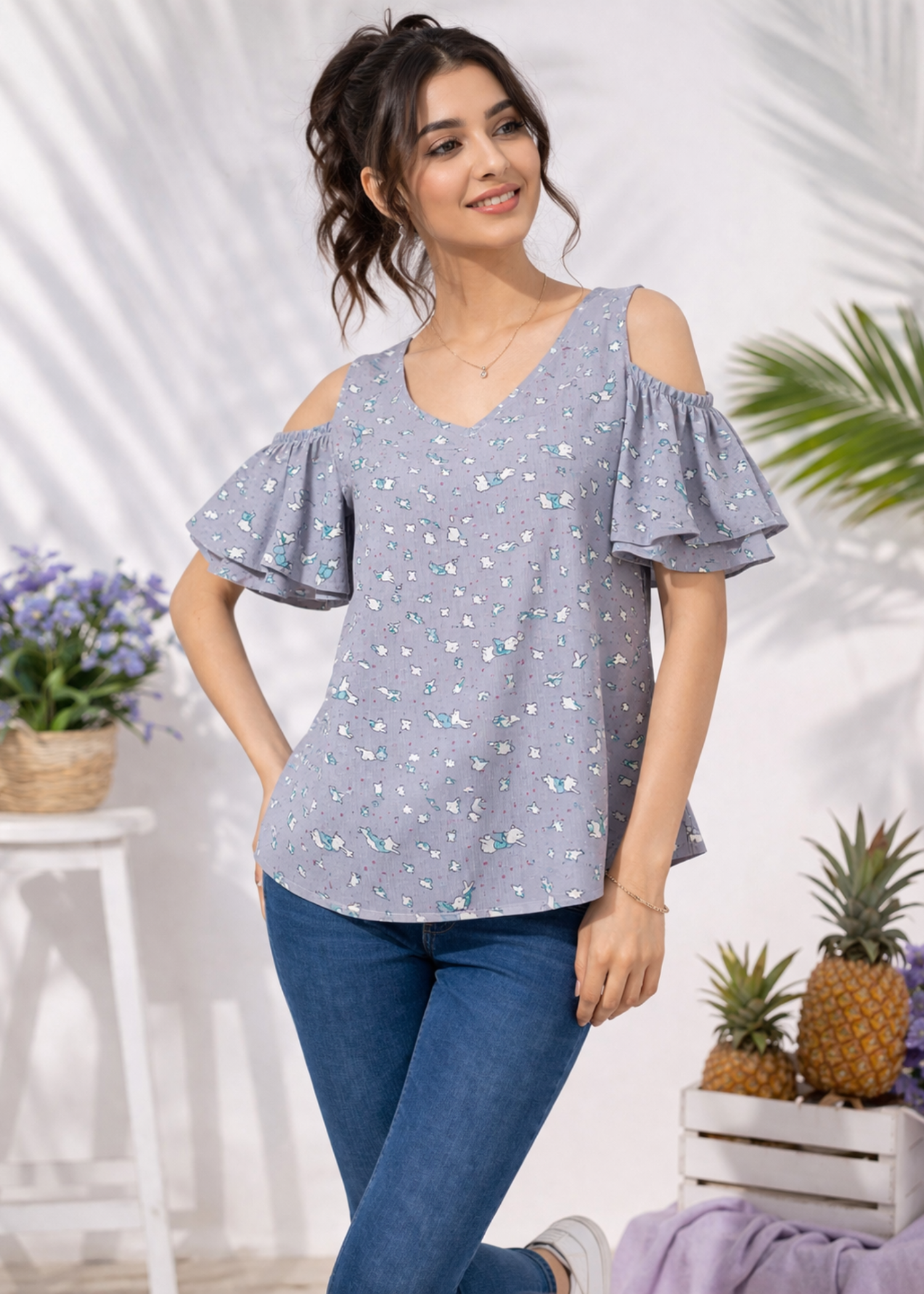 chiffon Tunic in Cool grey