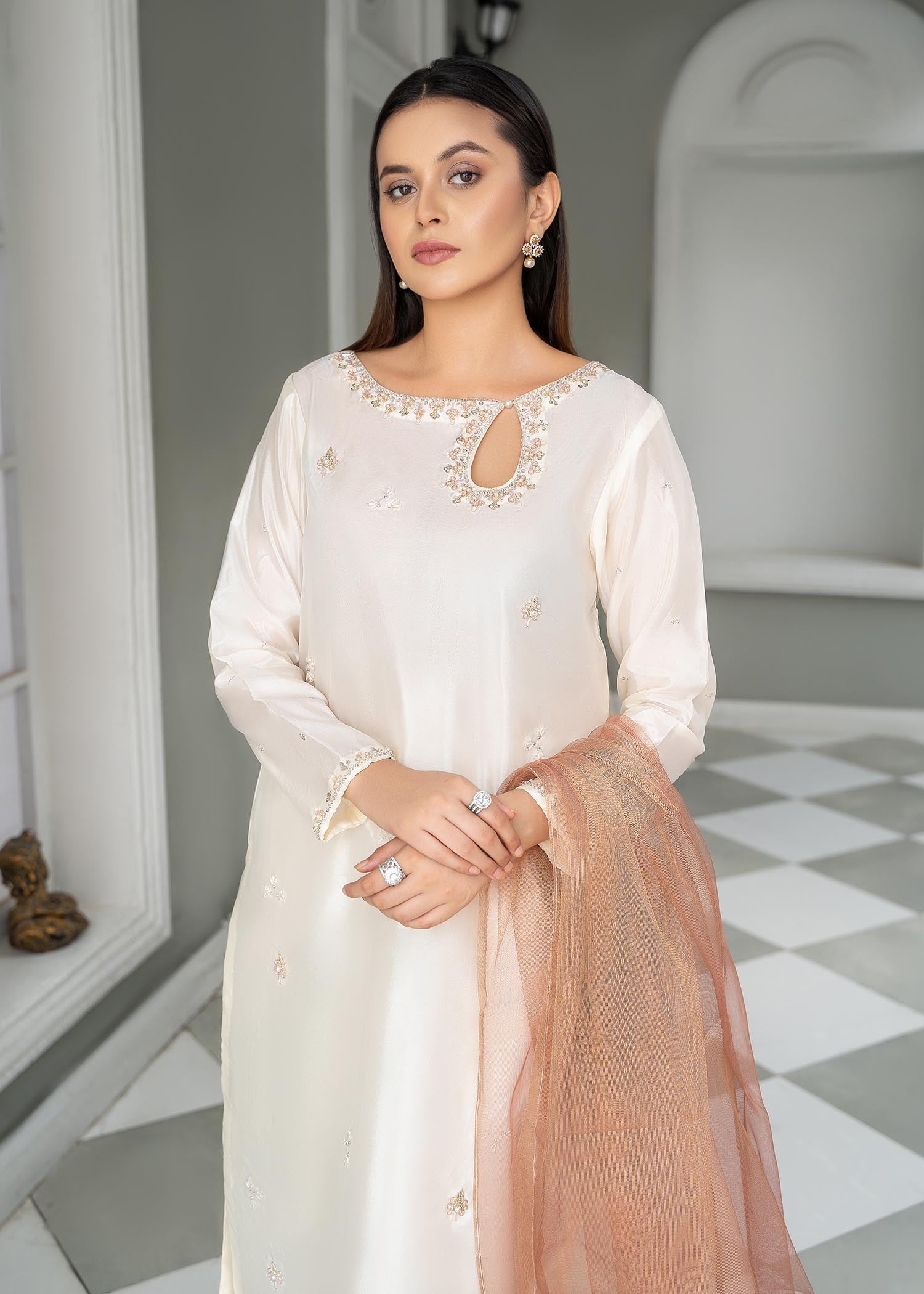 kattan silk Kurta Set in Ivory