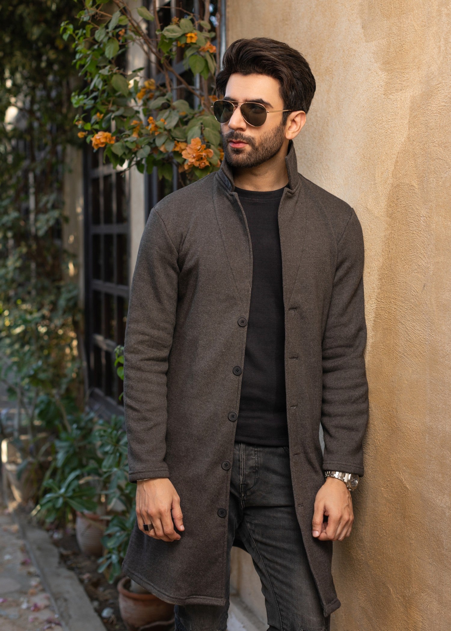 fleece Coat in Charcoal