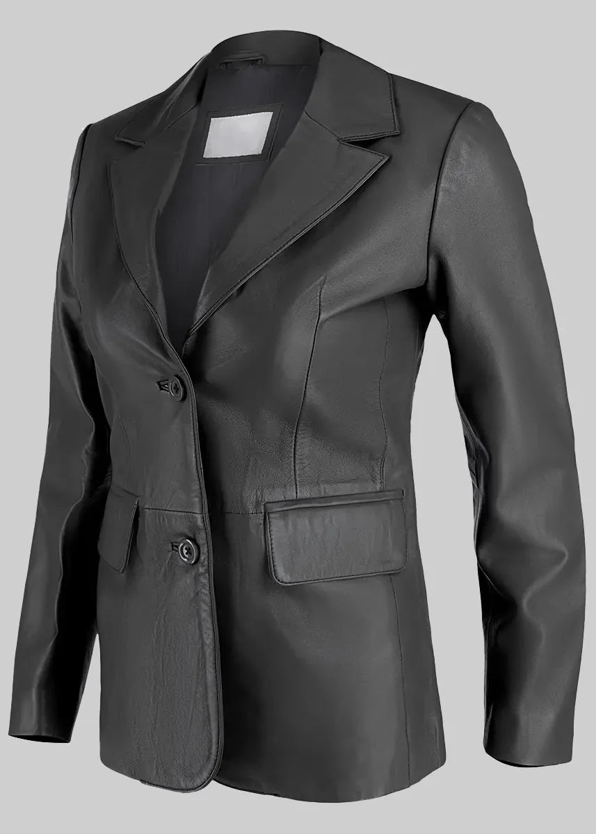 leather Blazer in Black
