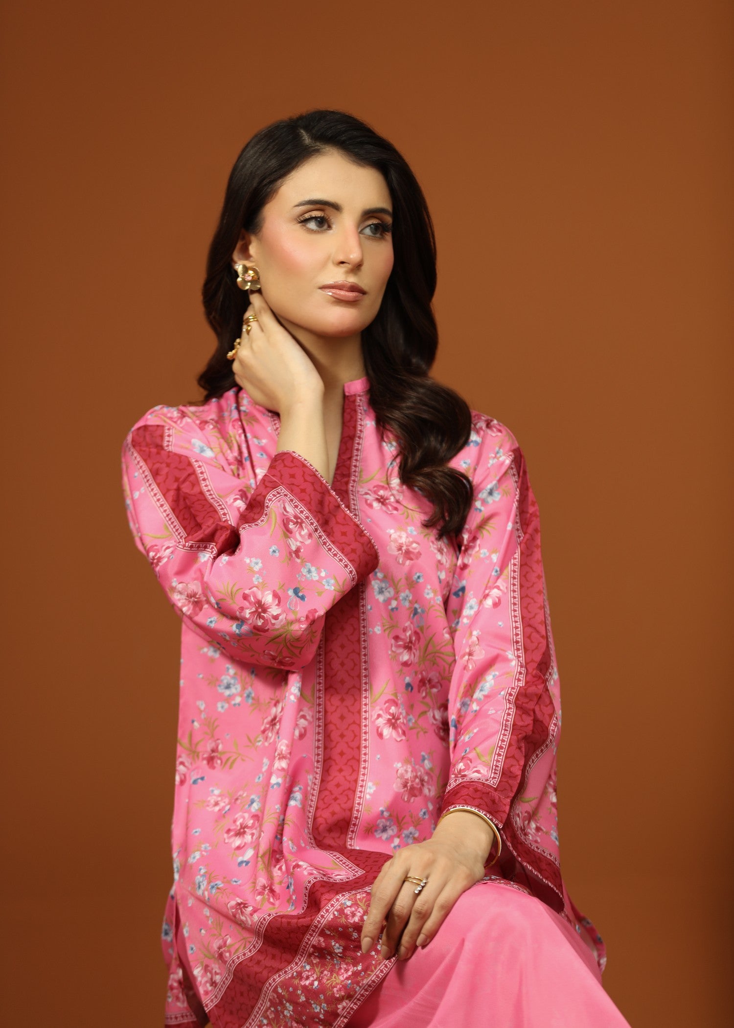 crepe silk Co Ord Sets in Bubblegum pink