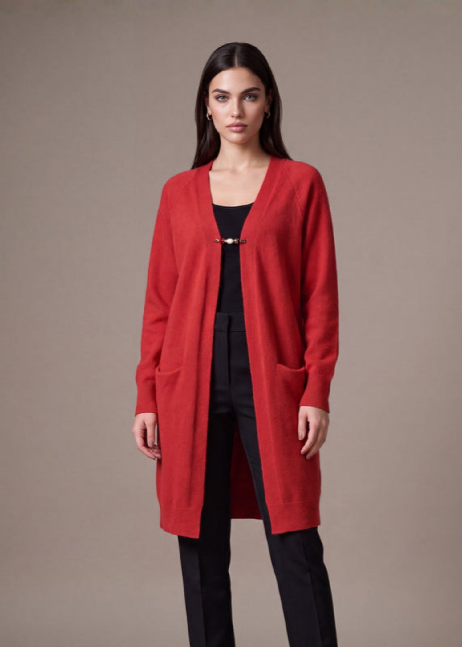 wool Cardigan in Blood red