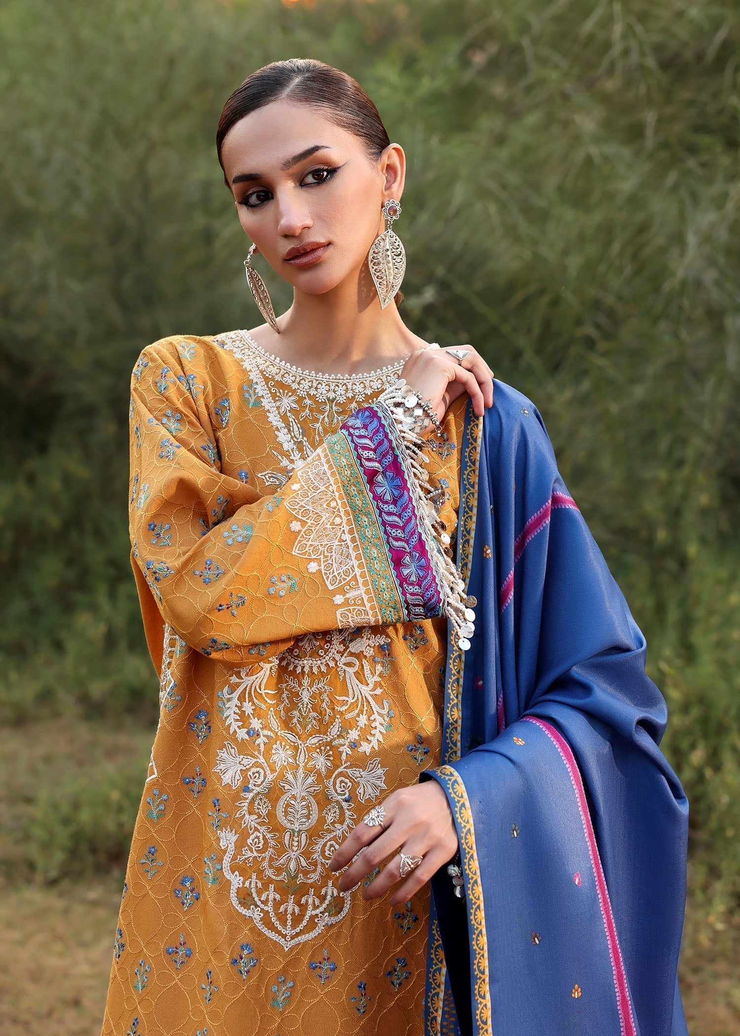 karandi Unstitched in Mustard