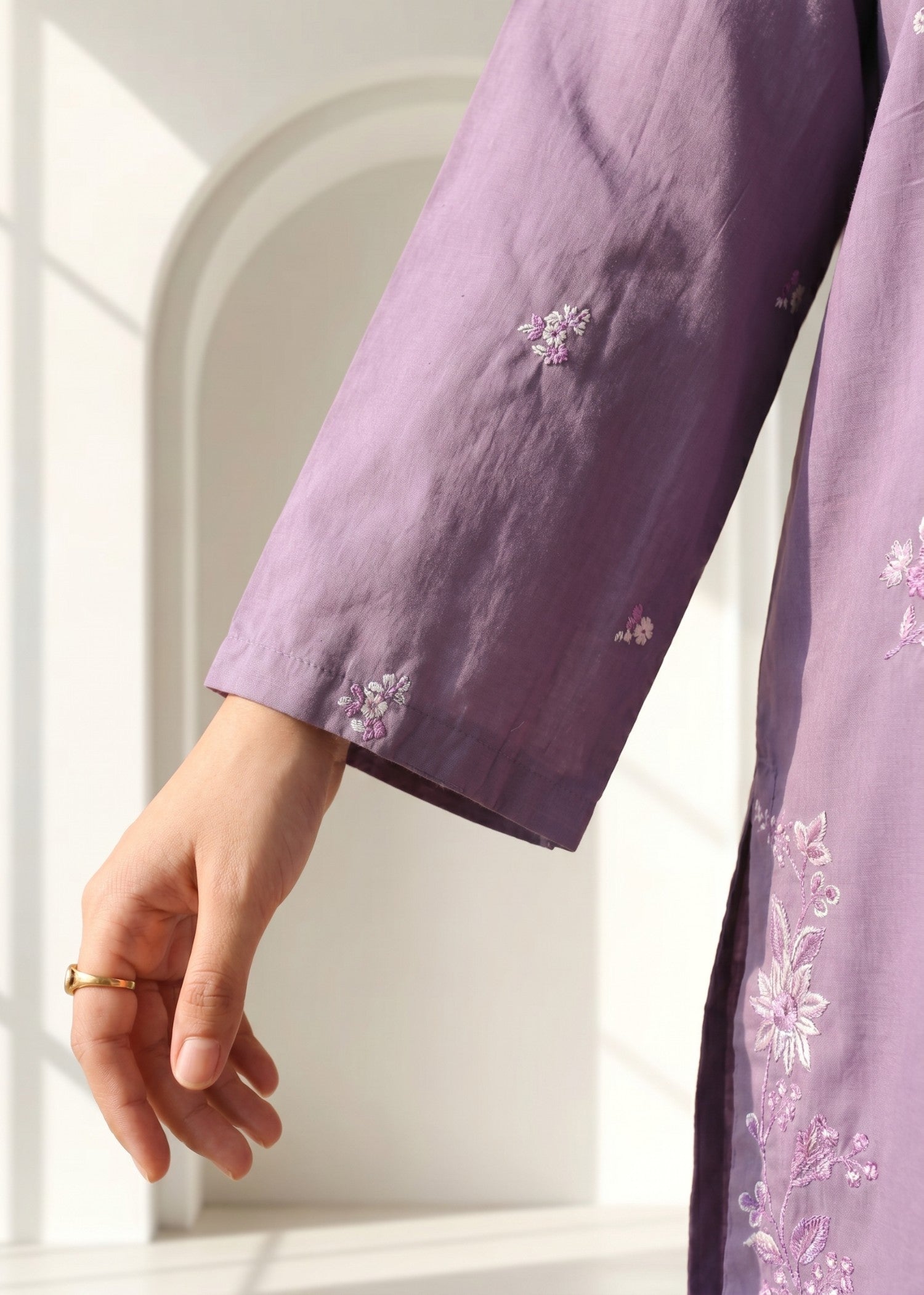 lawn cotton Kurta Set in Lavender
