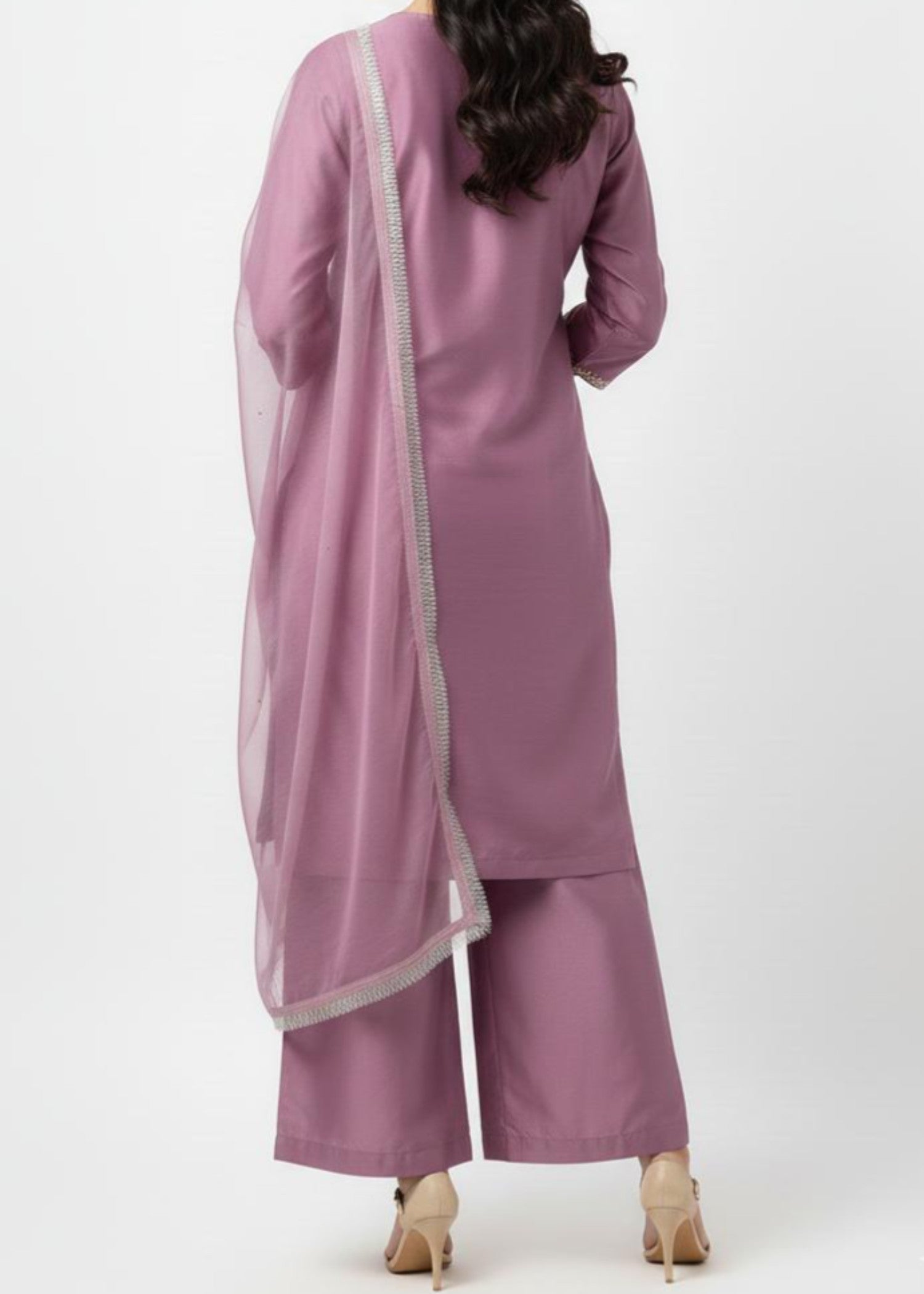 pk grip silk Kurta Set in Heathered lilac