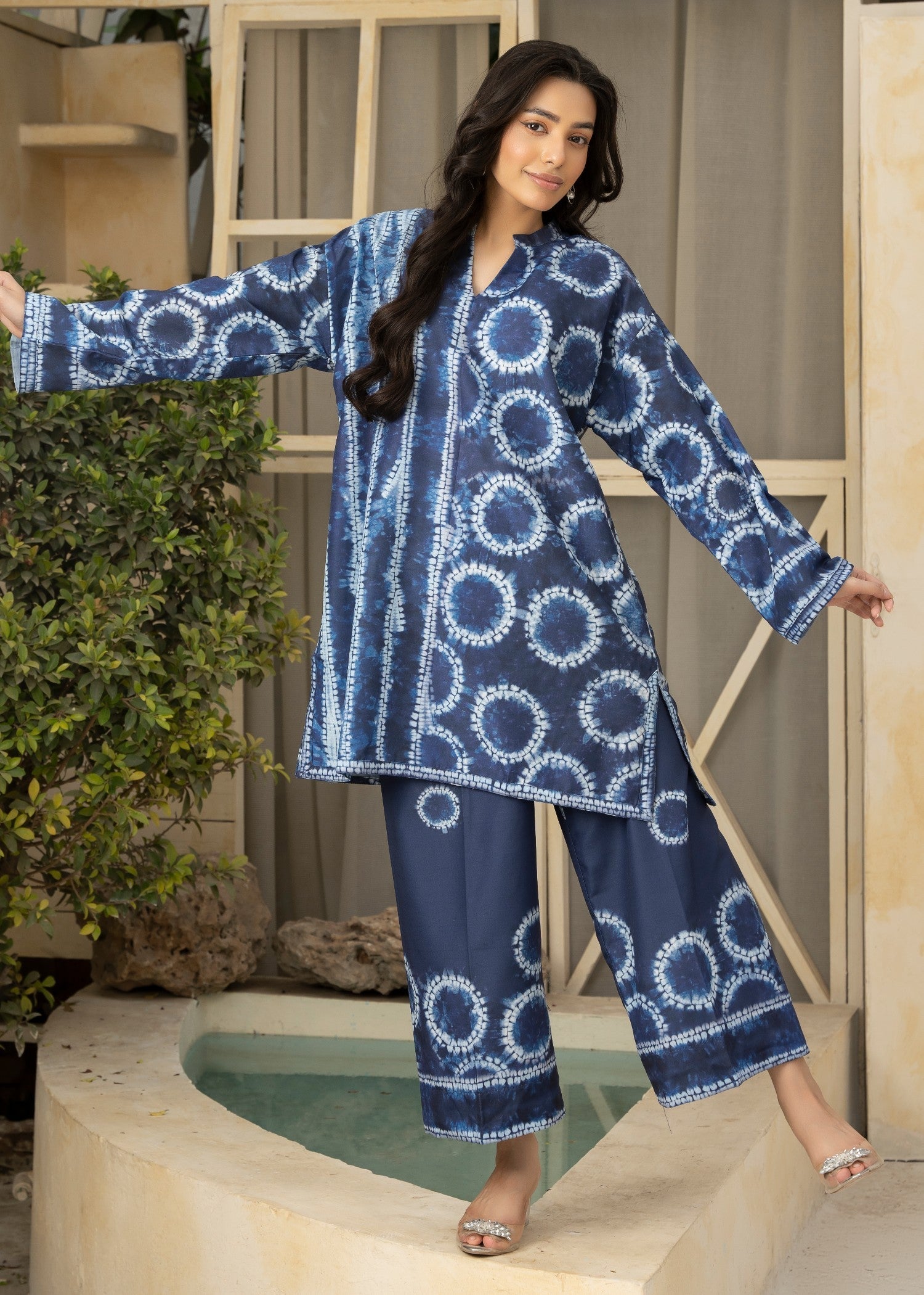 blended cambric Co Ord Sets in Navy blue