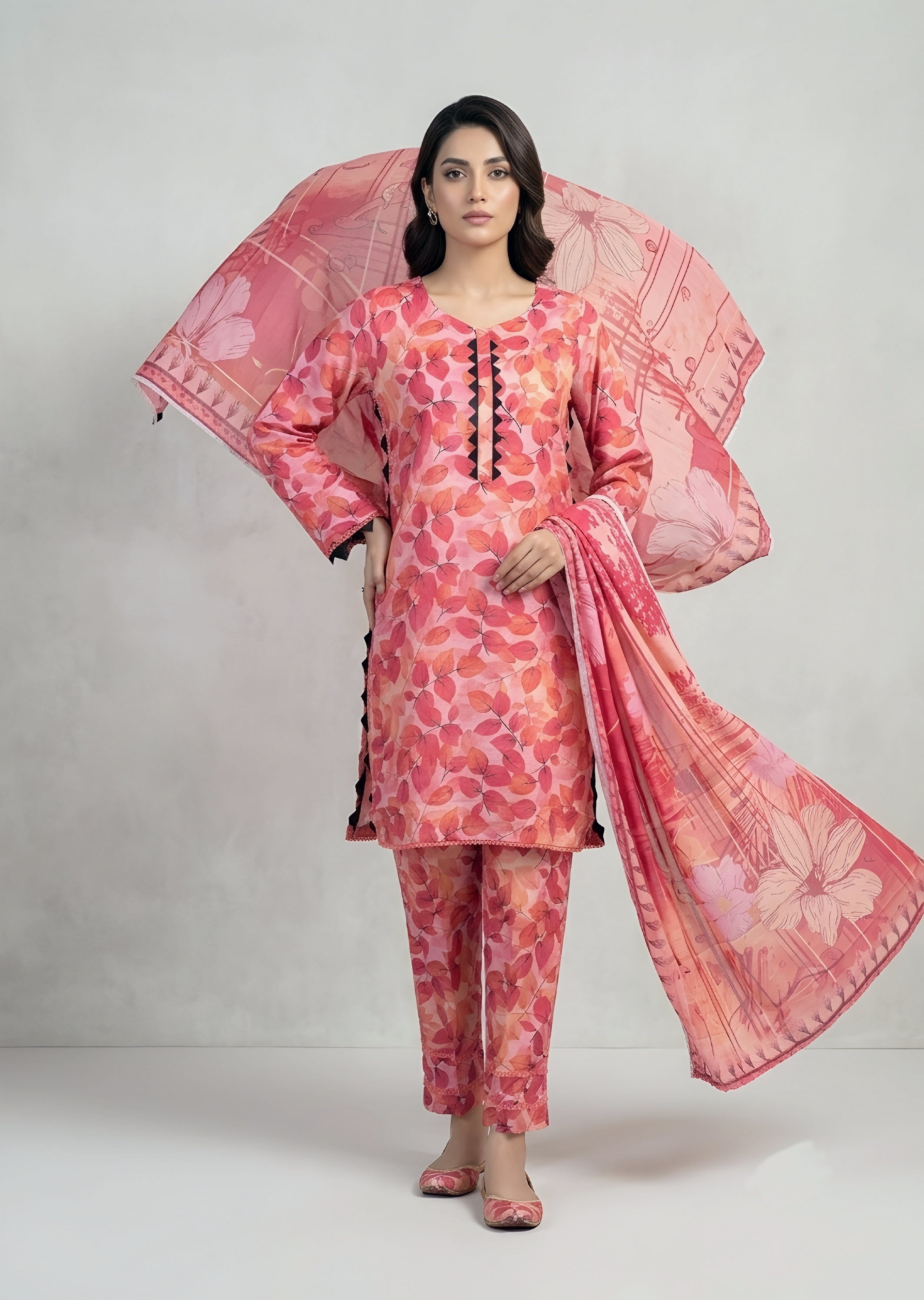 khaddar Kurta Set in Light pink