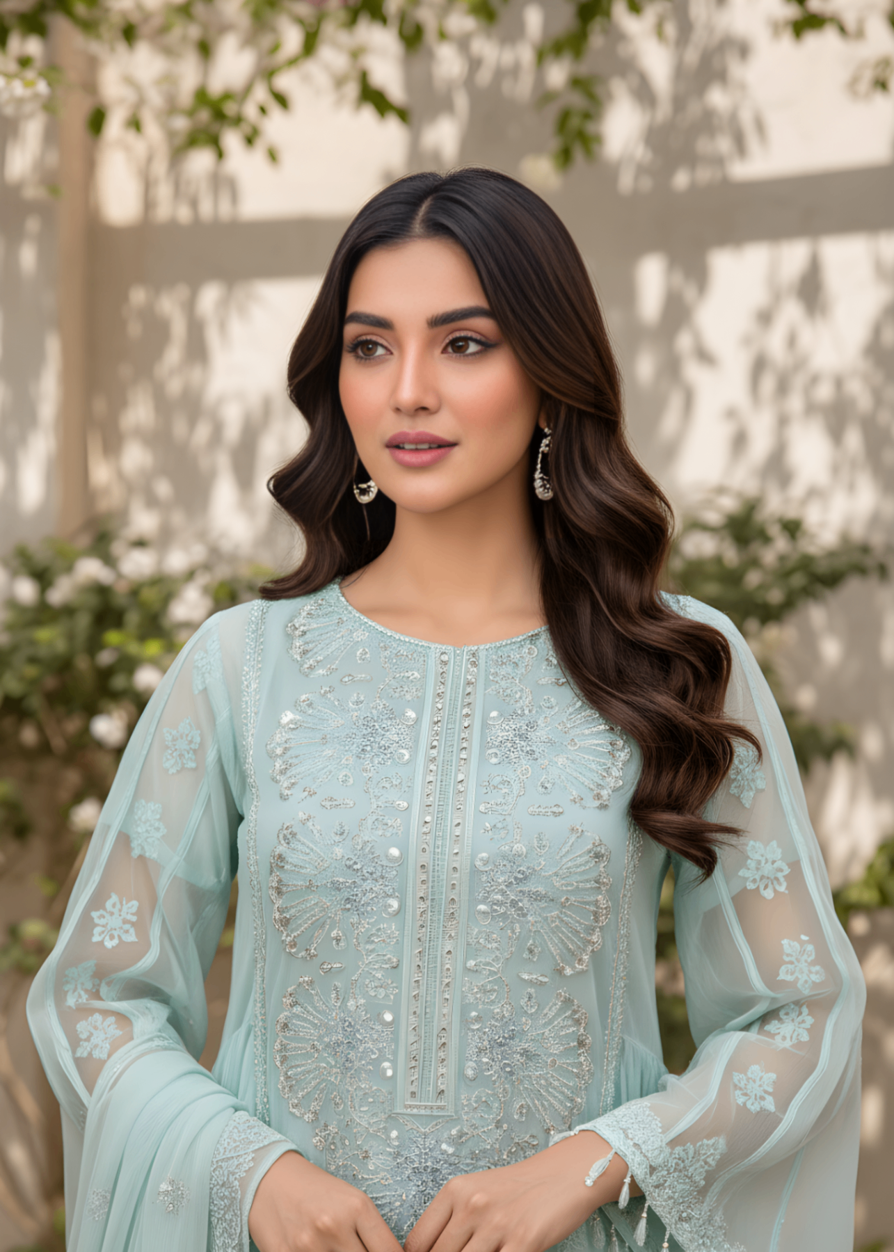 chiffon Short Frock in Pastel green