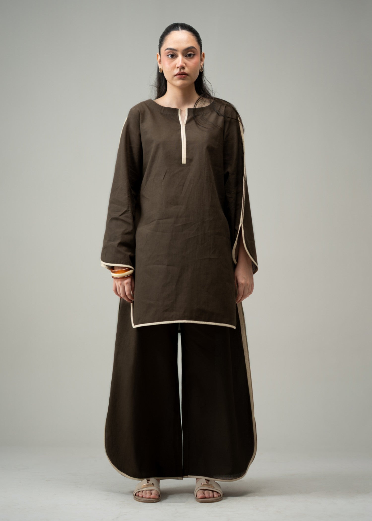 pure cotton Co Ord Sets in Dark brown