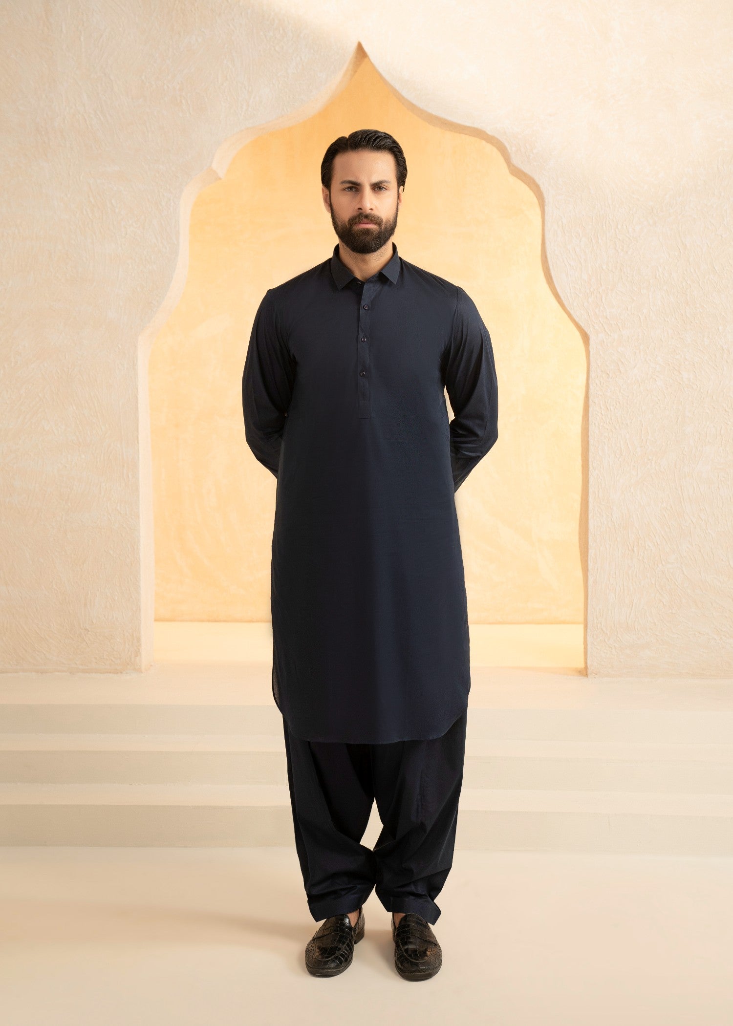 viscose Shalwar Kameez in Navy blue
