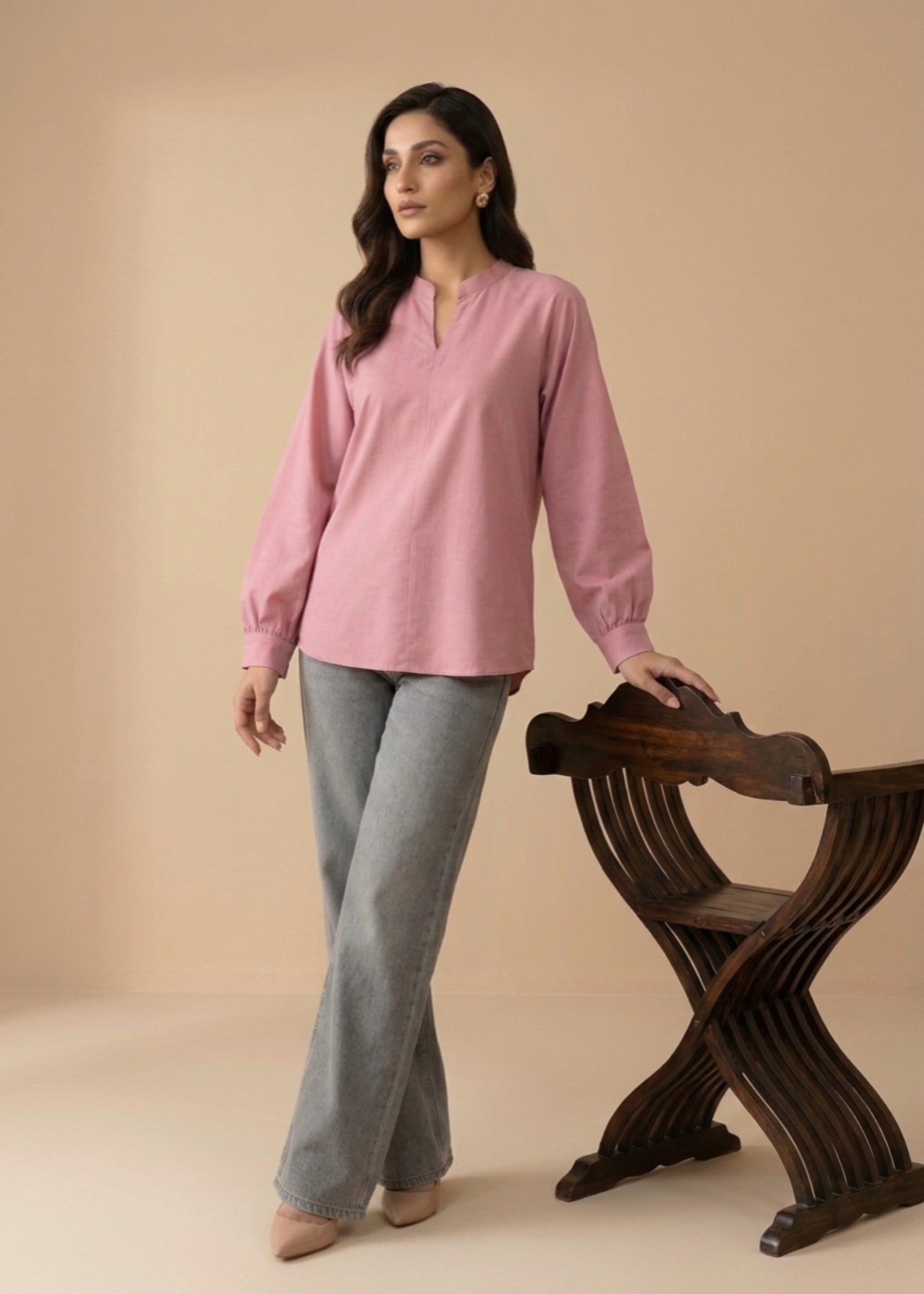 blended satin Tunic in Pink