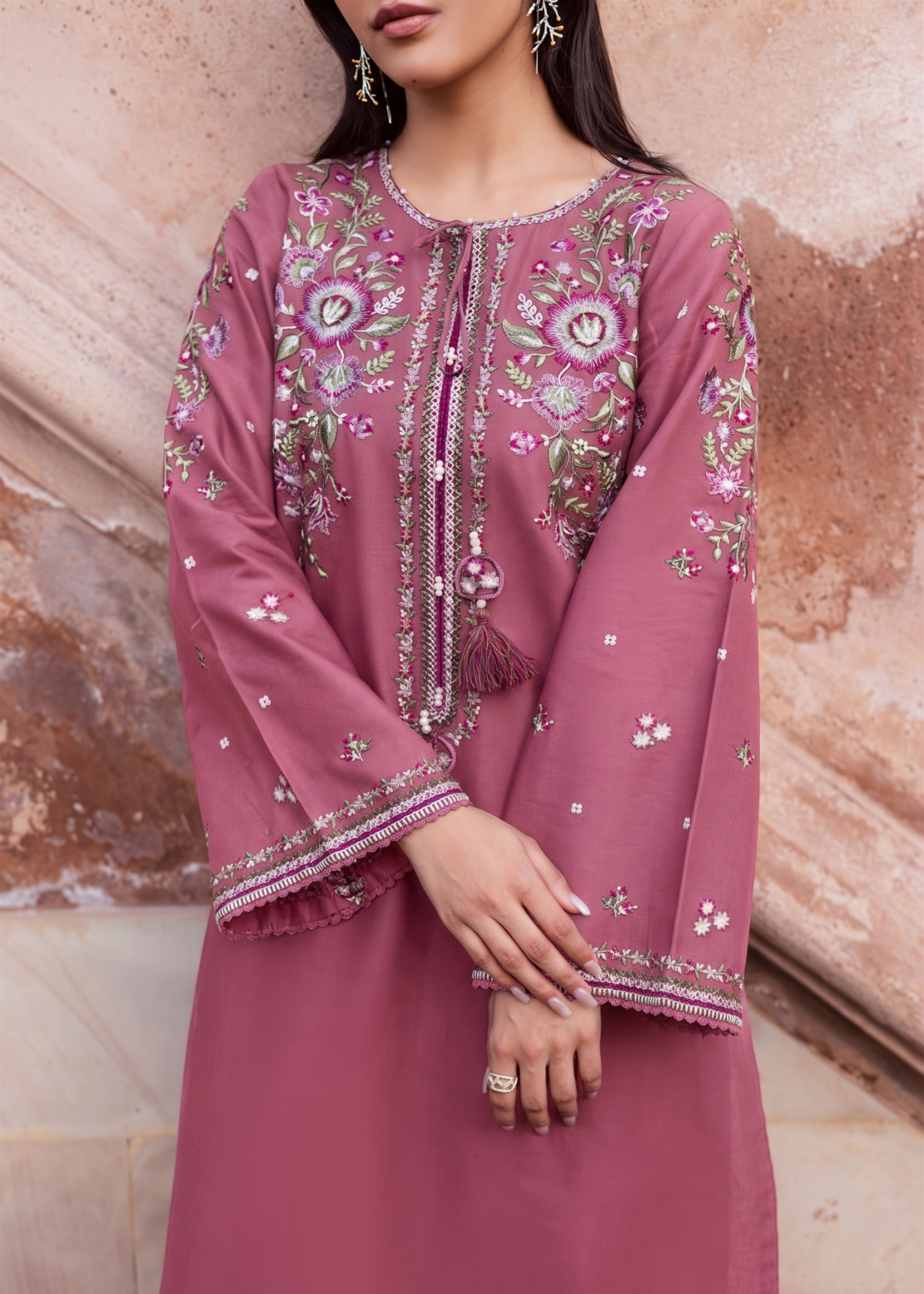 linen Kurta Set in Salmon
