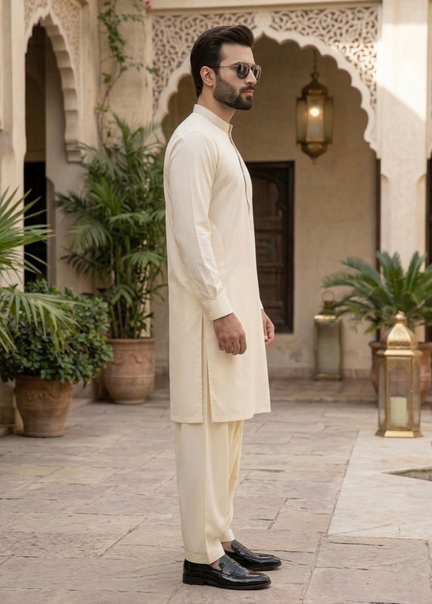 wash & wear Shalwar Kameez in Wheat
