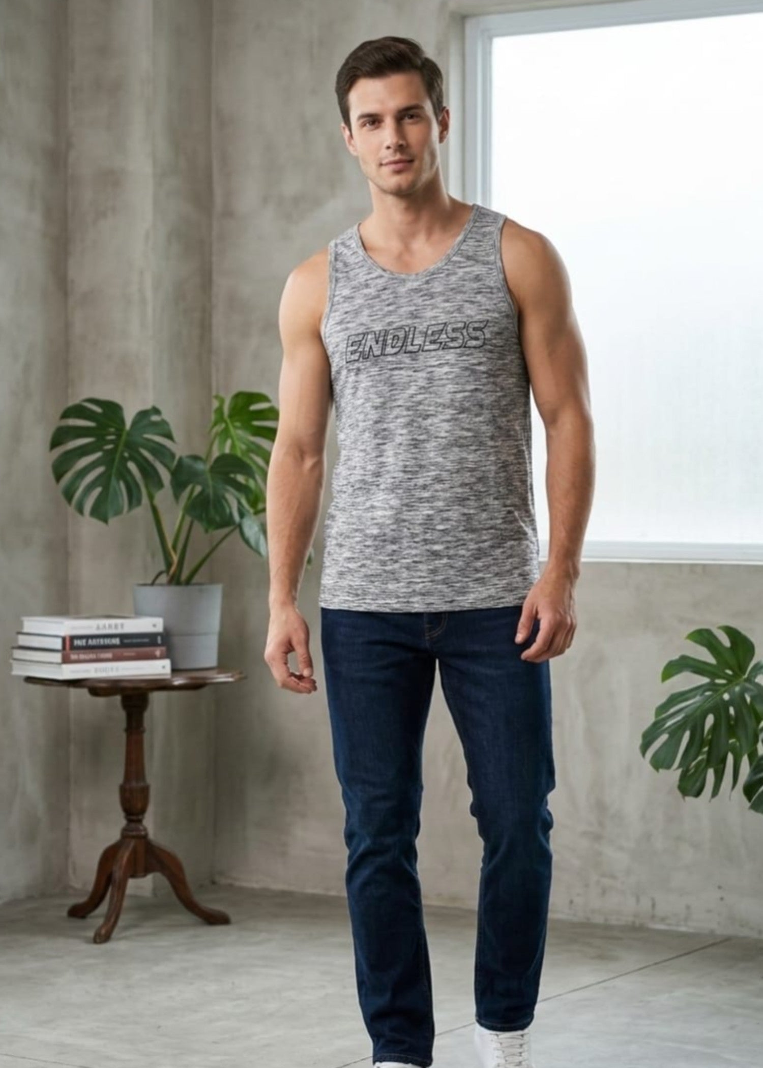 cotton Tank Top in Ash grey