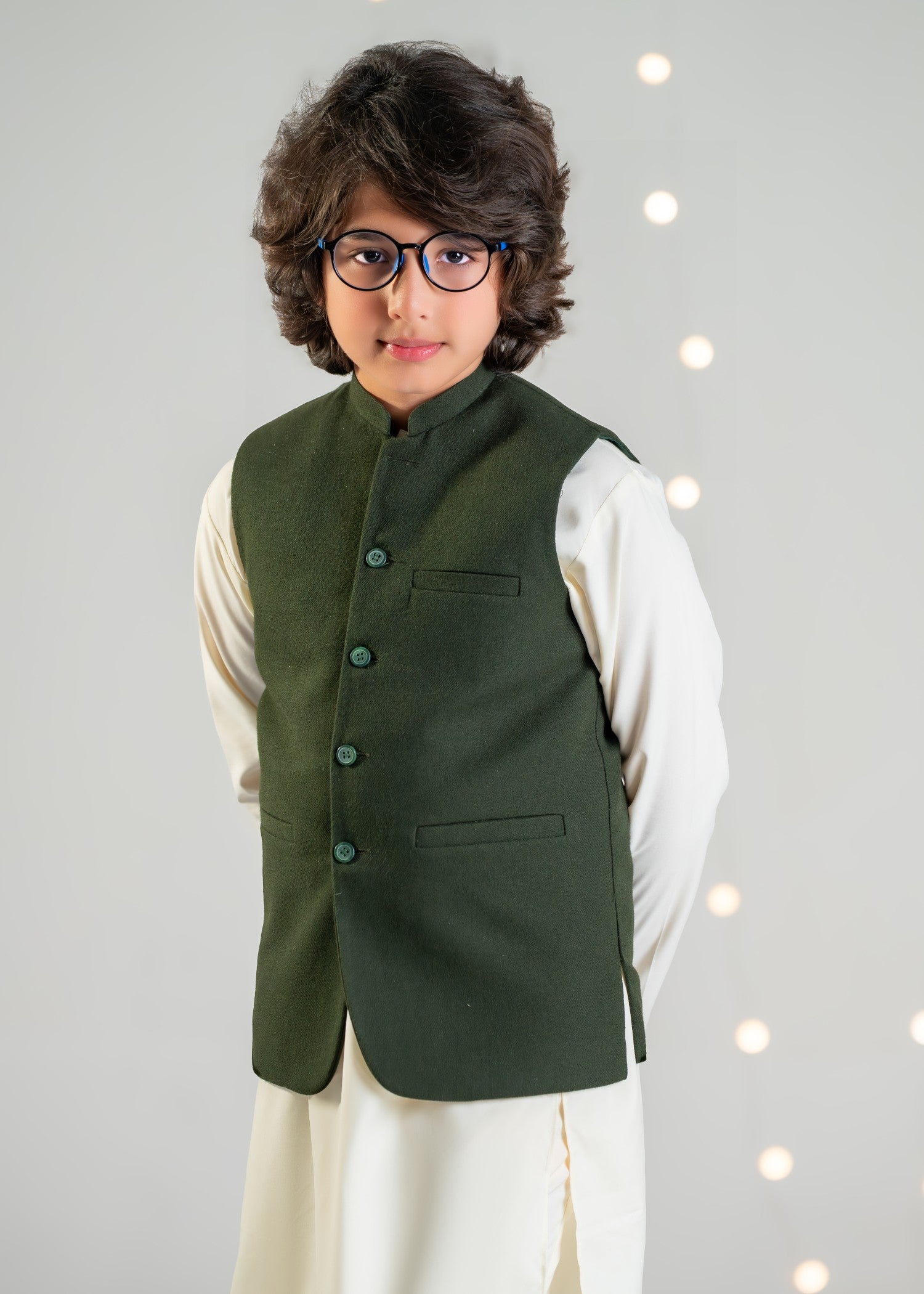 cotton Waistcoat in Forest green