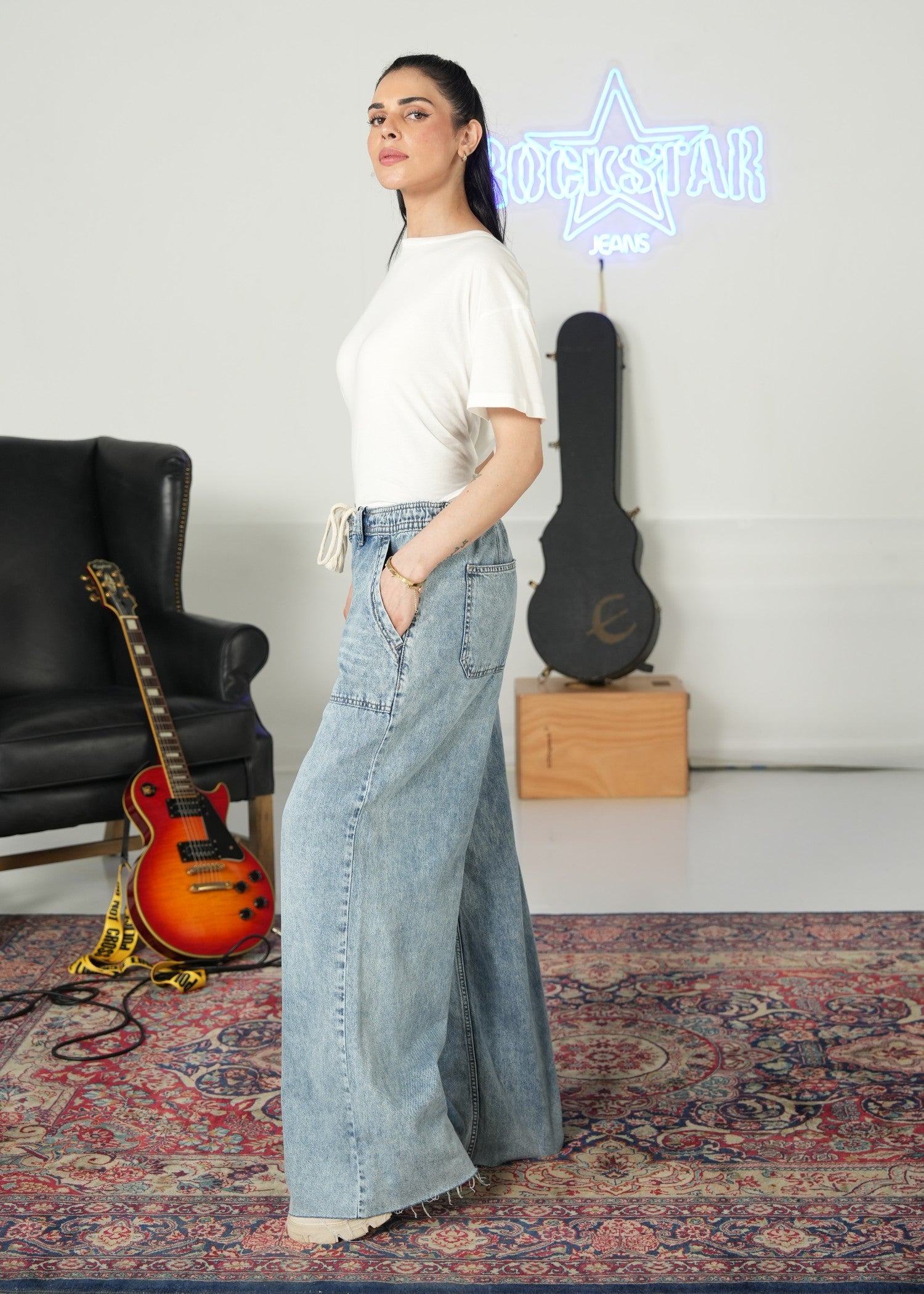 acid-wash denim Jeans in Light blue