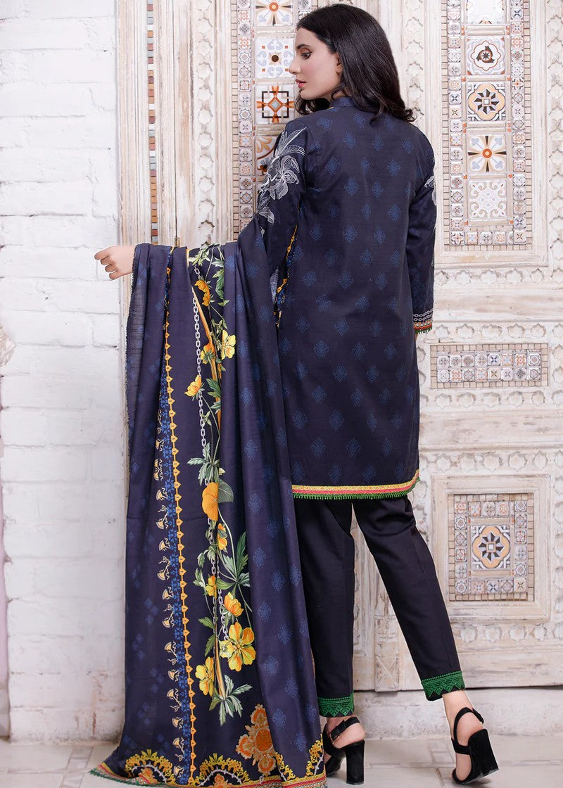 khaddar Unstitched in Dark blue