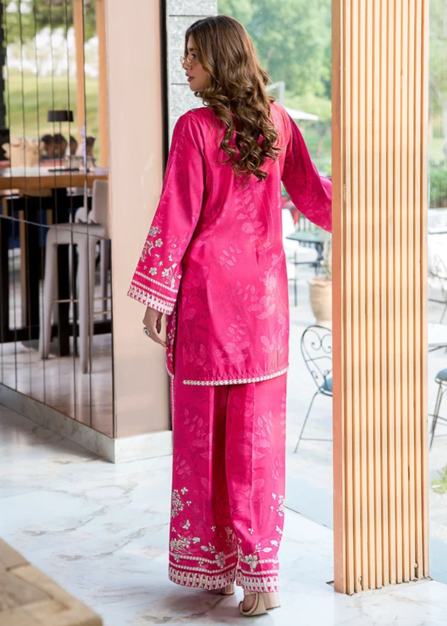 crepe Co Ord Sets in Shocking pink