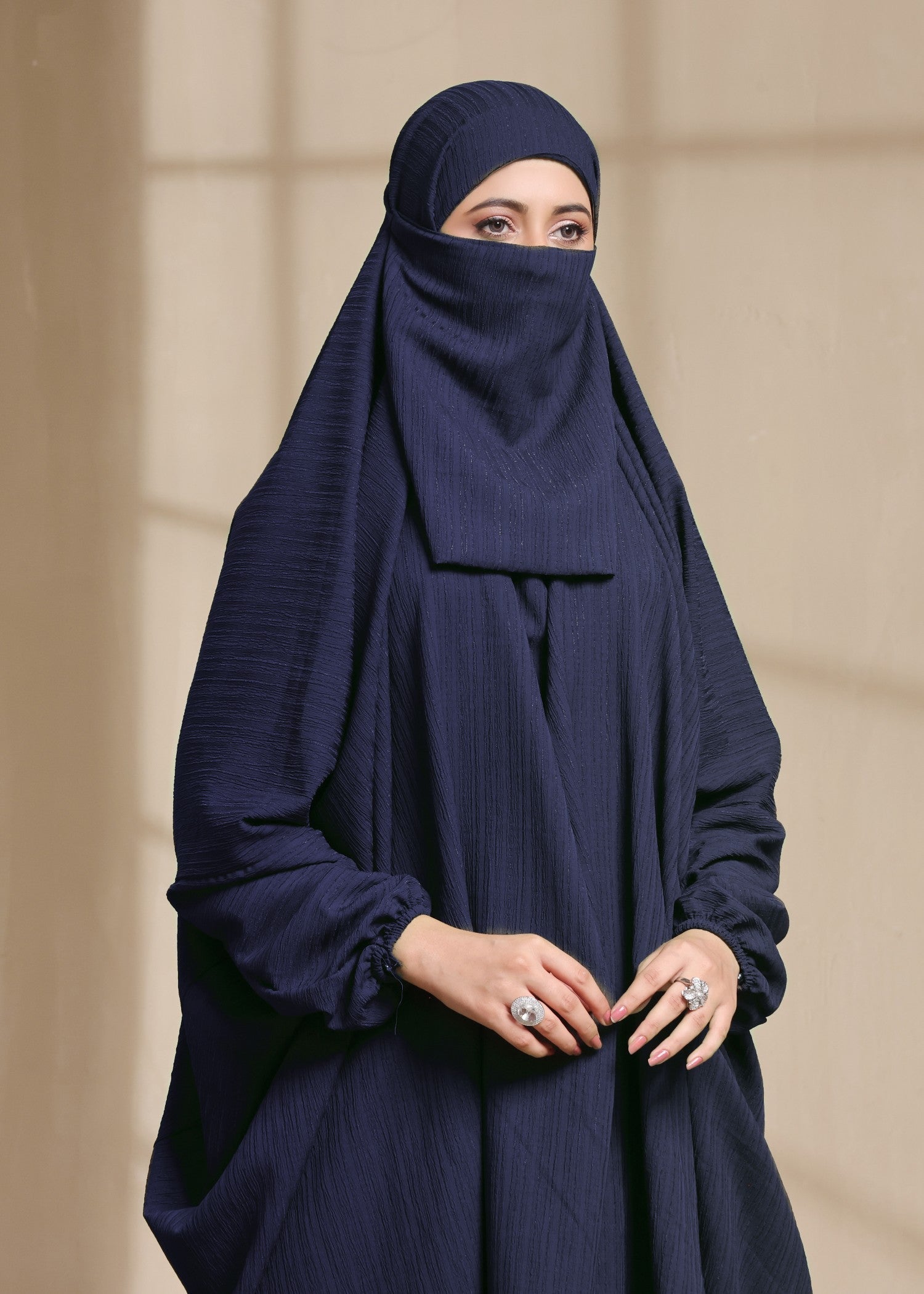georgette Jilbab in Navy blue