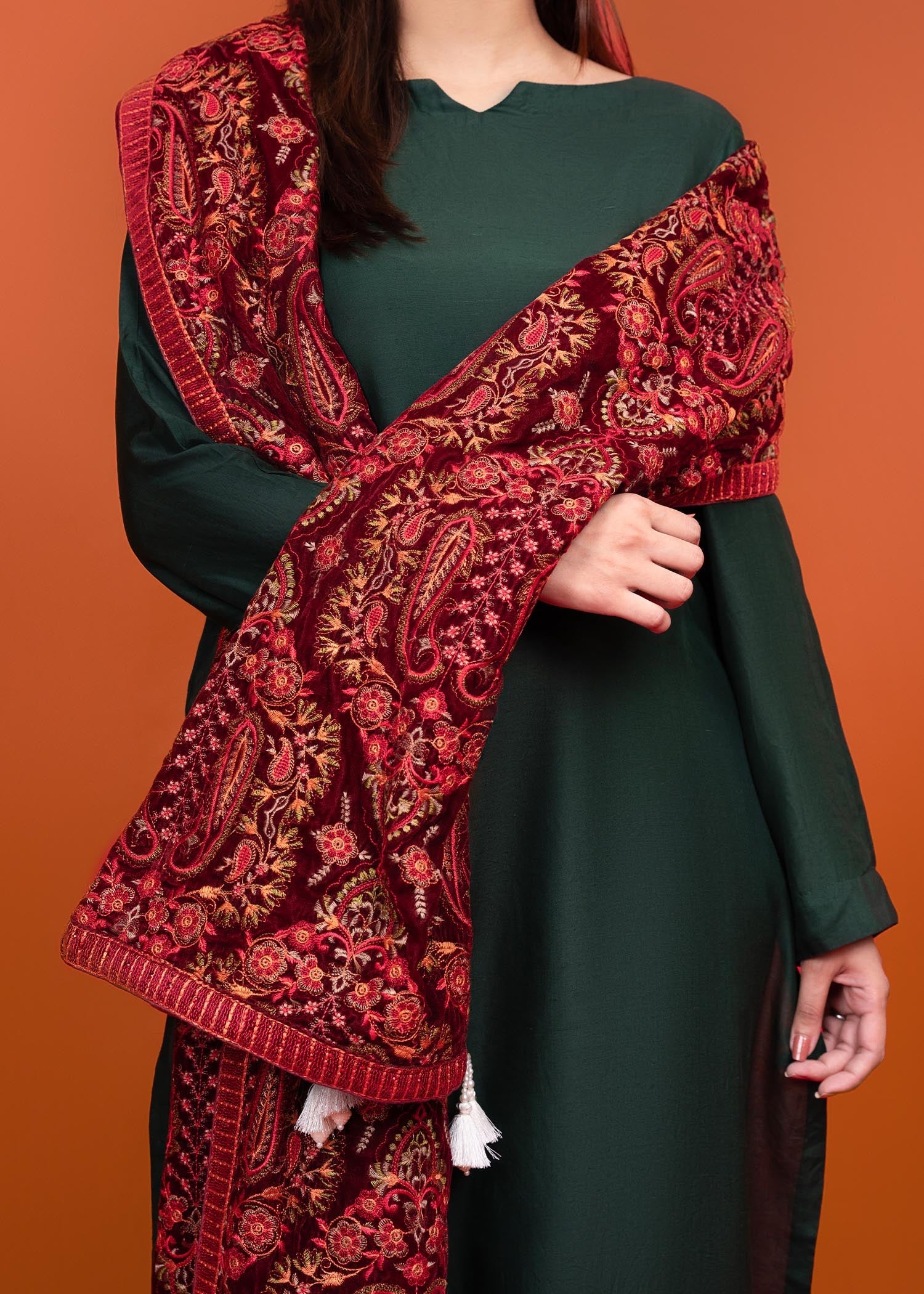 Shawl in Maroon Color by - Trendy Women Shawl ENK1885