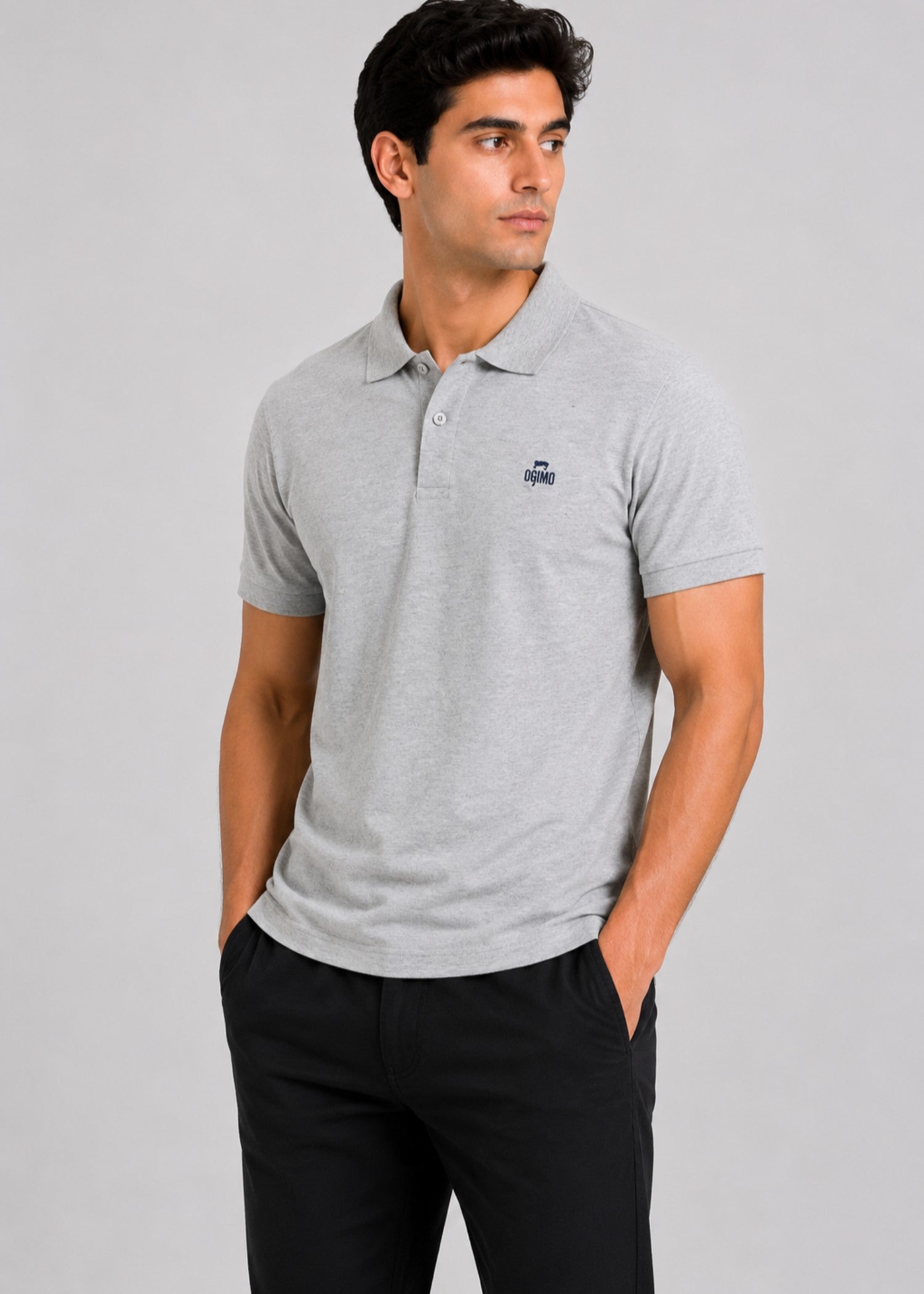 cotton Polo Shirt in Pastel grey
