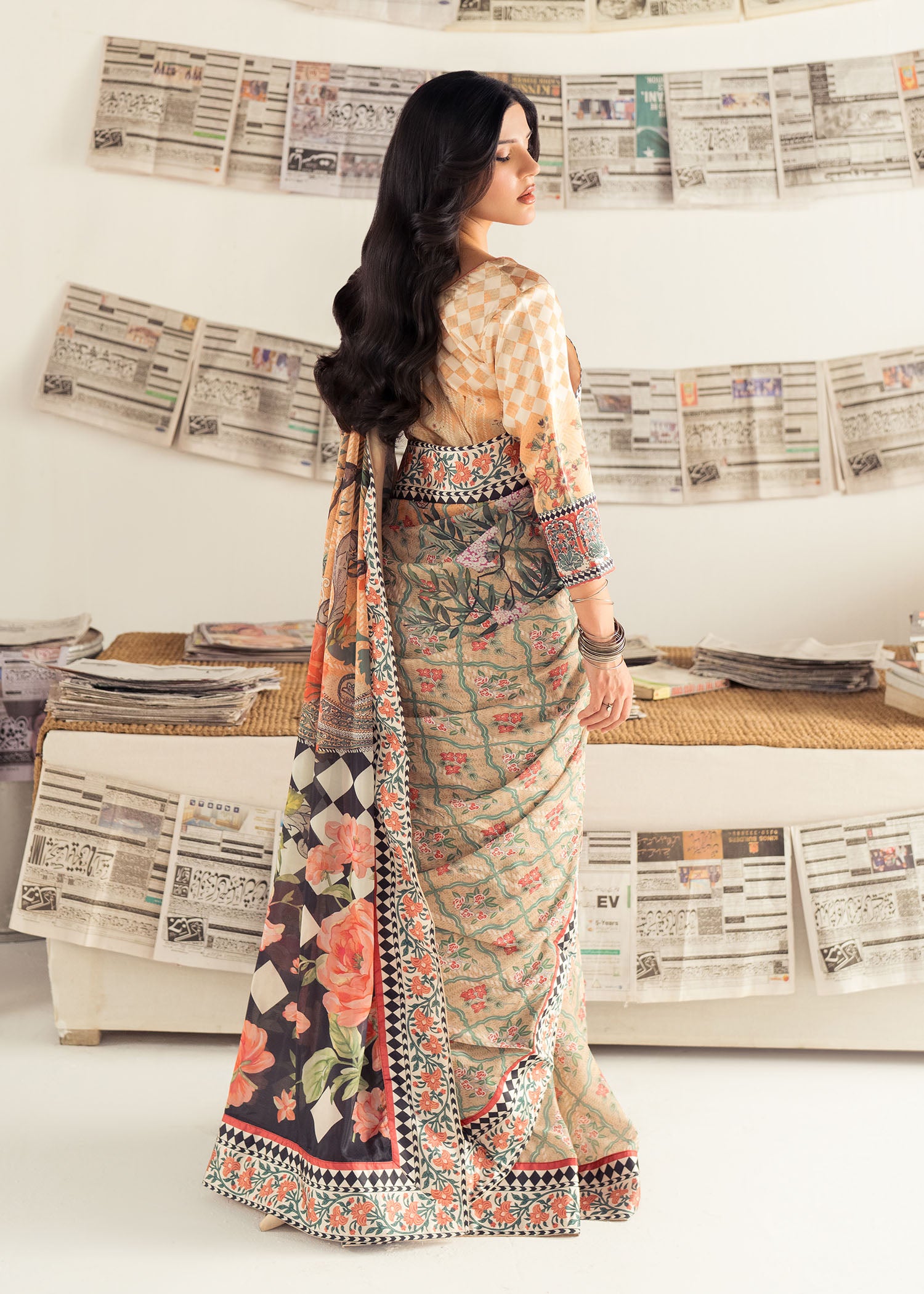silk Saree in Beige