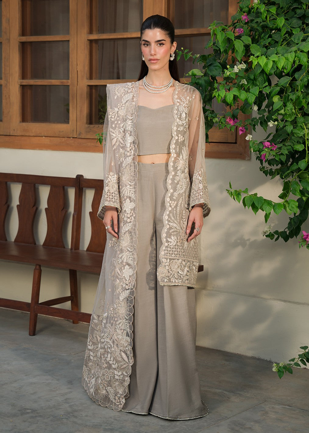 organza Unstitched in Steal grey